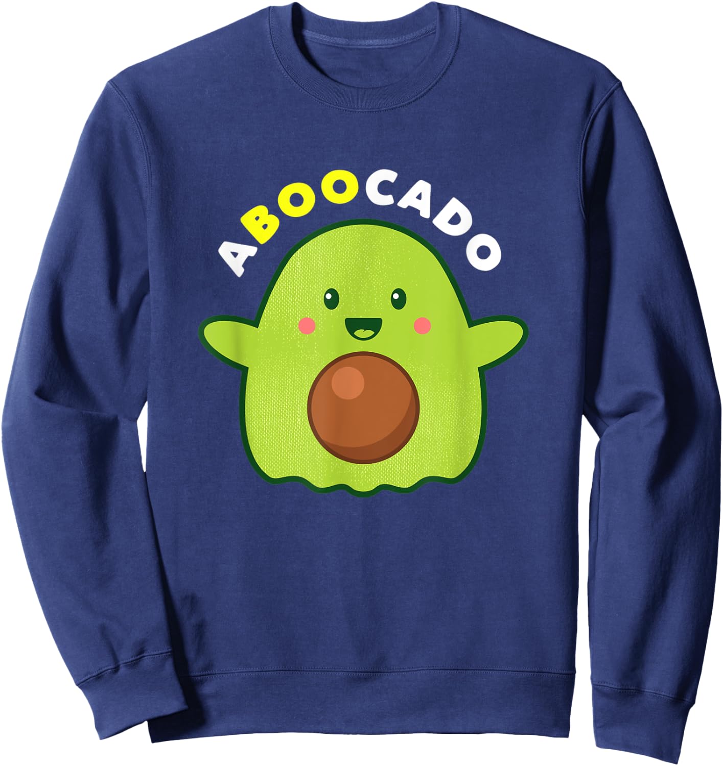 Cute Avocado Ghost A-Boo-Cado Halloween Costume Sweatshirt - Sweatshirt | Navy