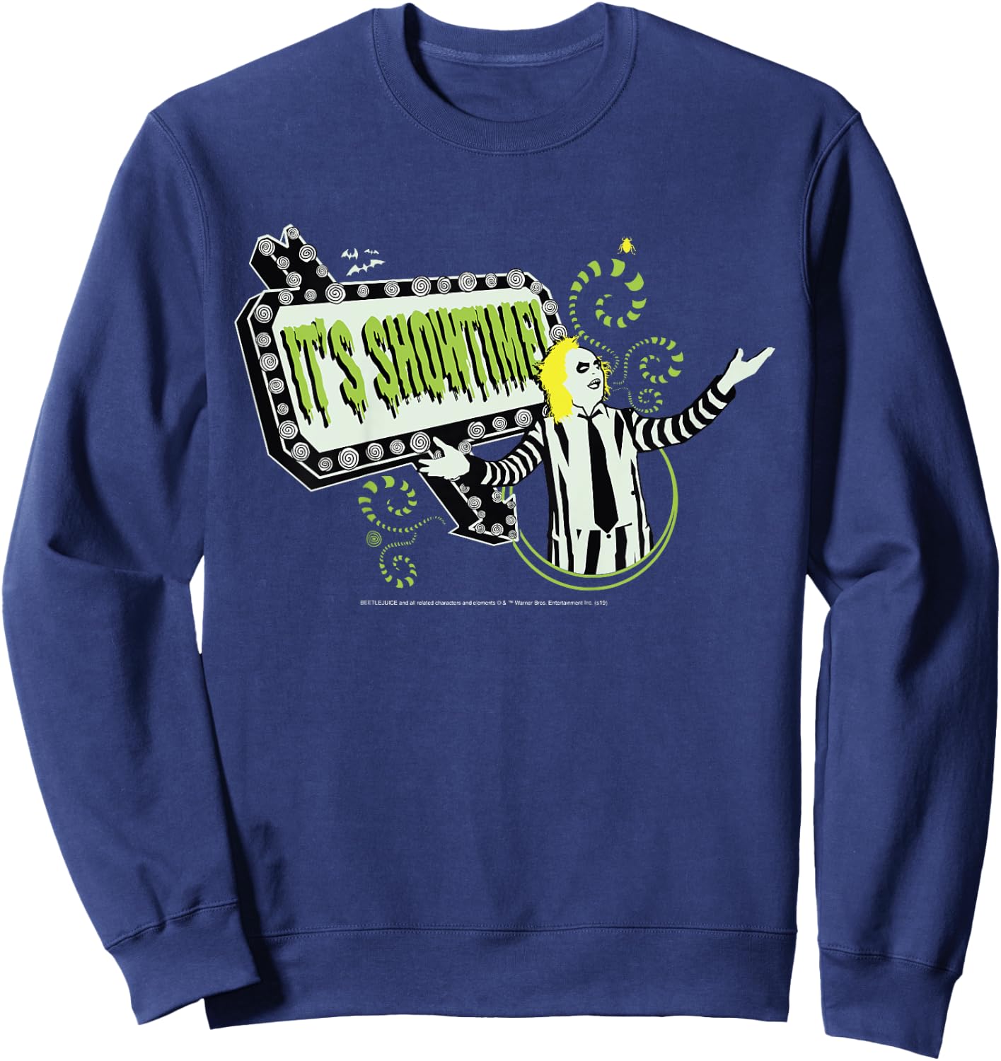 Kids Beetlejuice It's Showtime Neon Banner Poster Sweatshirt - Sweatshirt | Navy