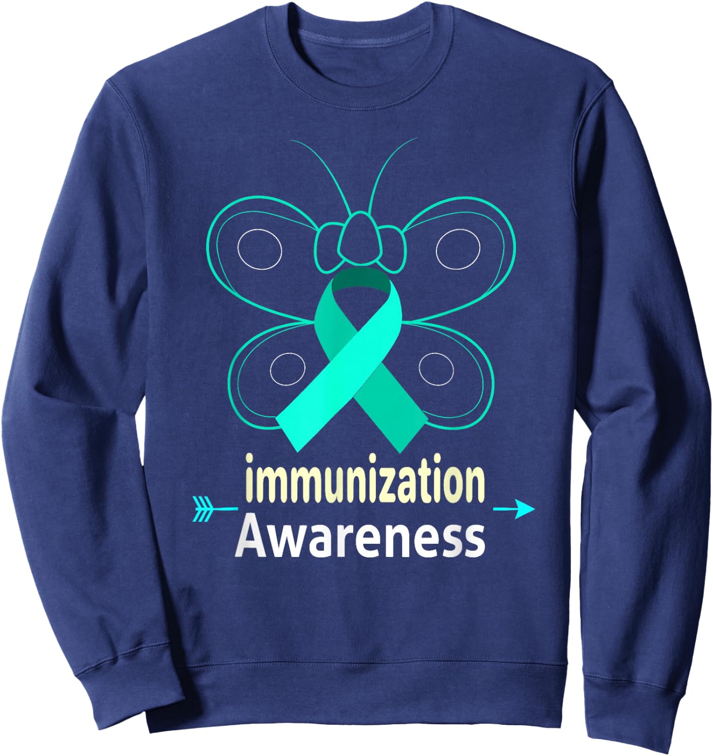 Butterfly Vaccine Ribbon Products Immunization Awareness Sweatshirt - Sweatshirt | Navy