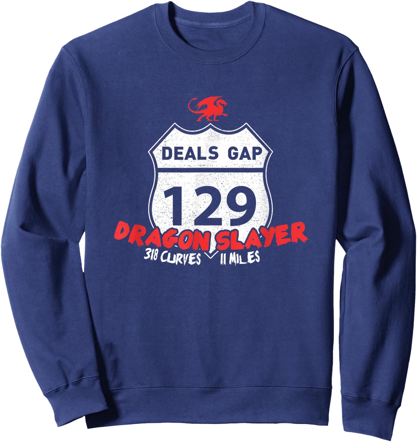 Tail of the Dragon US 129 "Dragon Slayer" Motorcycle Shirt Sweatshirt - Sweatshirt | Navy