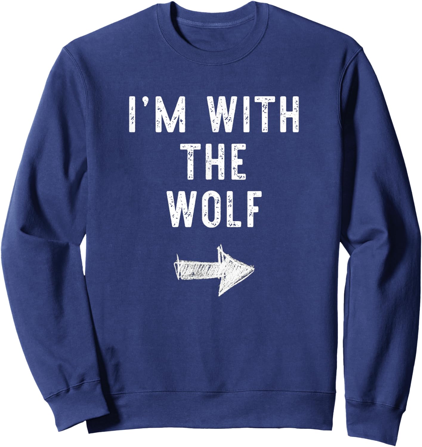 I’m With The Wolf Funny Halloween Couple Costume Sweatshirt - Sweatshirt | Navy