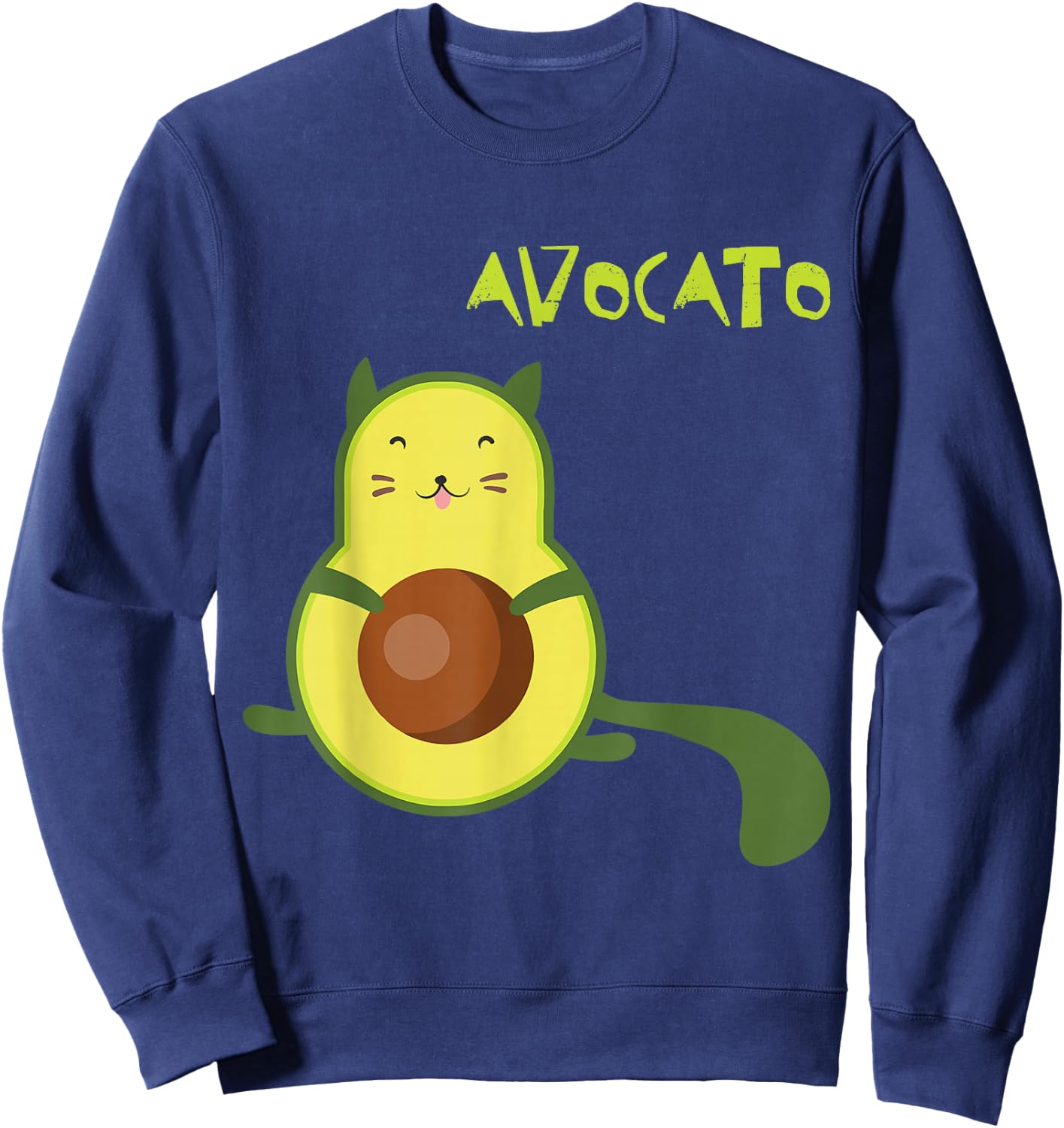 Avocato Funny Cute Cat Avocado Gift Vegan Sweatshirt - Sweatshirt | Navy