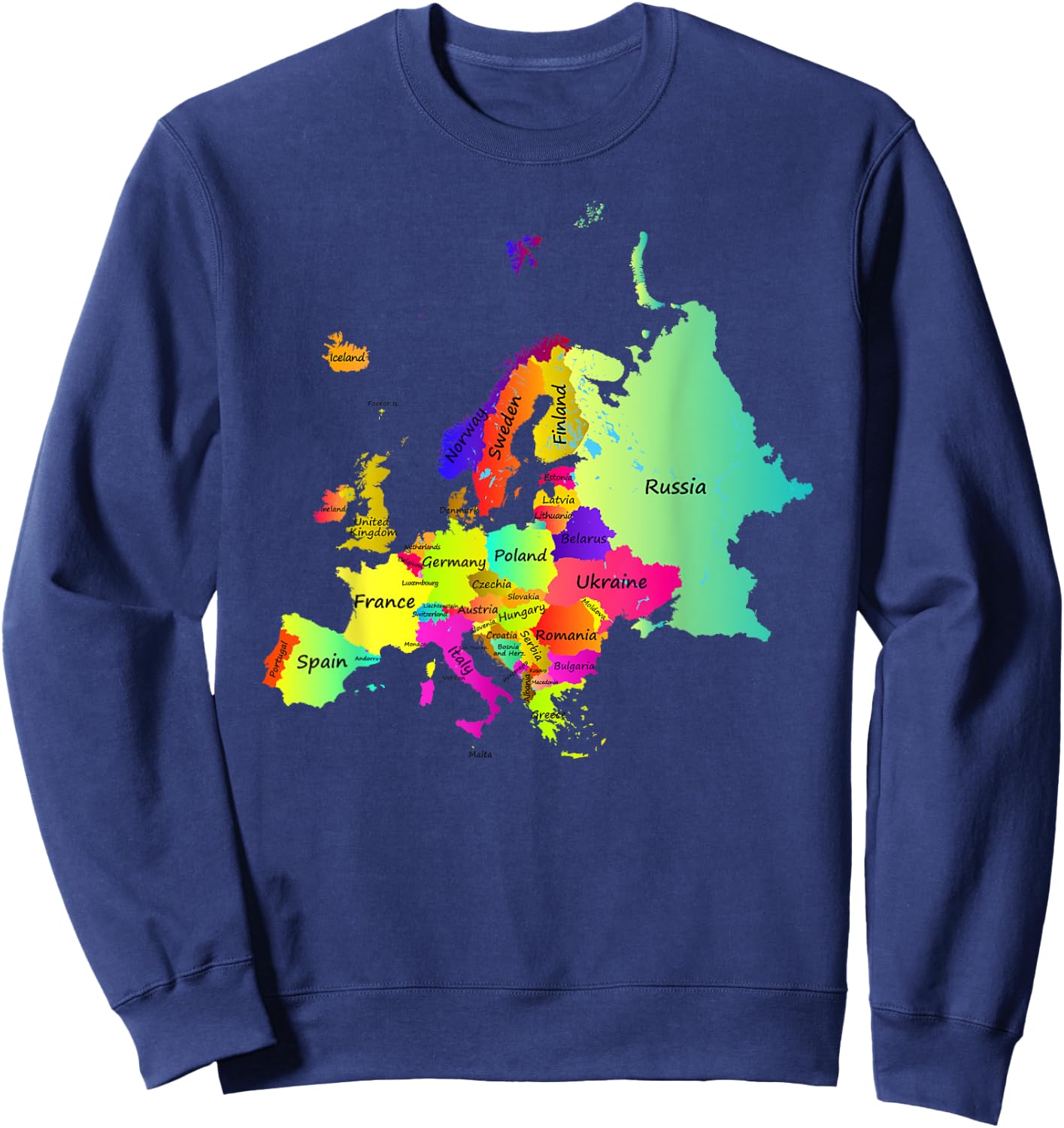 Europe map with boundaries and countries names Sweatshirt - Sweatshirt | Navy