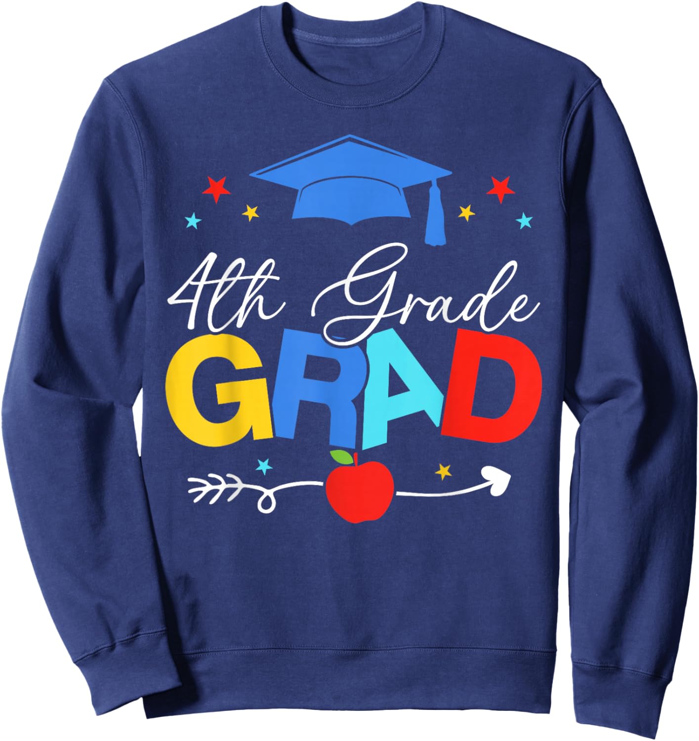 4th Grade Grad 2024 Gifts Boys Girls Graduation Cap, Gown Sweatshirt - Sweatshirt | Navy