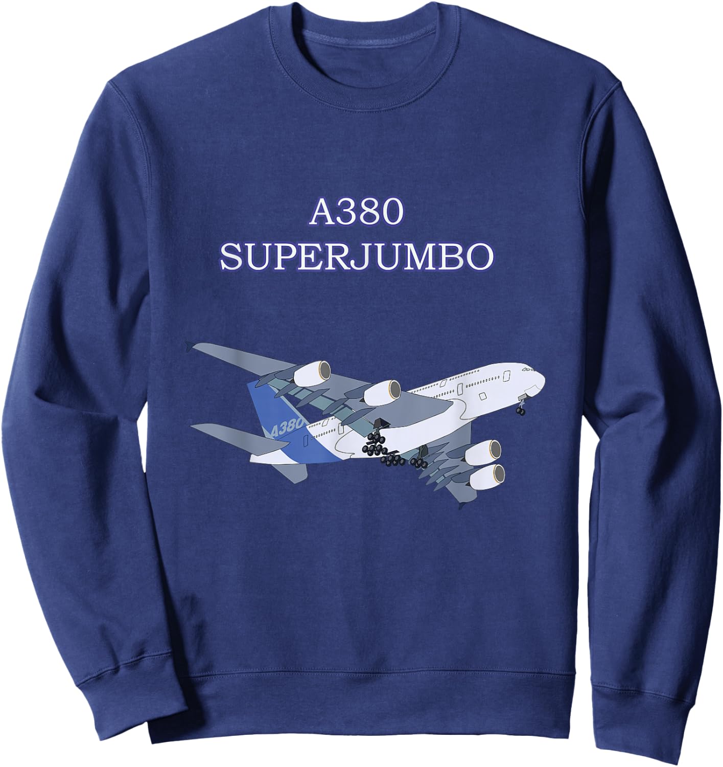 A380 Super Jumbo Airplane Adult Kids Children Plane Sweatshirt - Sweatshirt | Navy