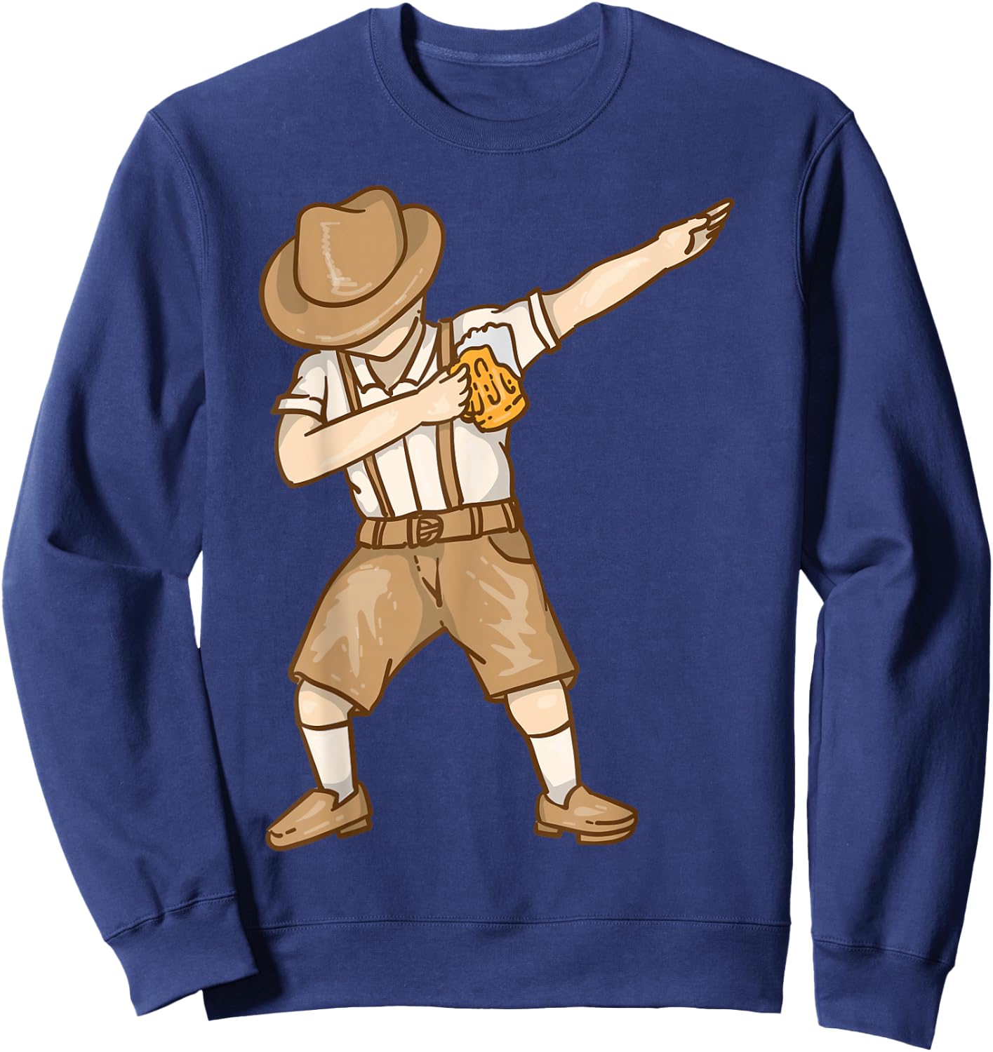 Cool Dabbing German Man with Beer Mug Shirt Oktoberfest Gift Sweatshirt - Sweatshirt | Navy