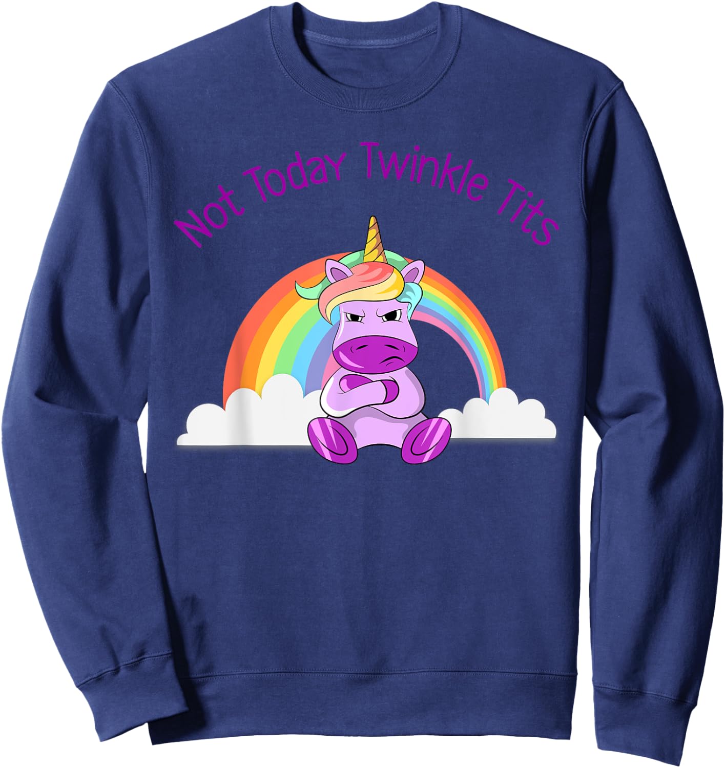 Not Today Twinkle Tits Unicorn Shirt Sweatshirt - Sweatshirt | Navy
