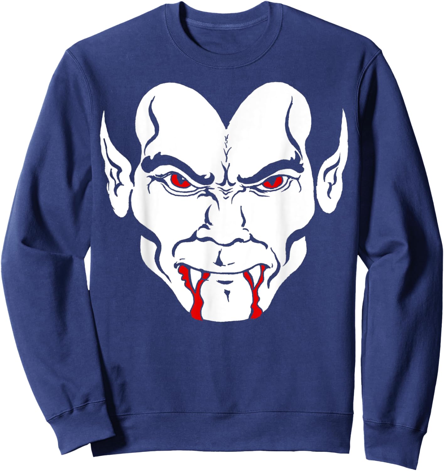 Halloween Dracula Bloody Vampire Teeth Face Sweatshirt - Sweatshirt | Navy