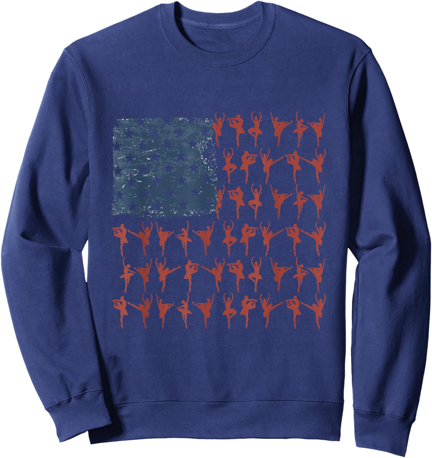 Vintage Ballet Dancer Gift American Flag July 4th Graphic Sweatshirt - Sweatshirt | Navy