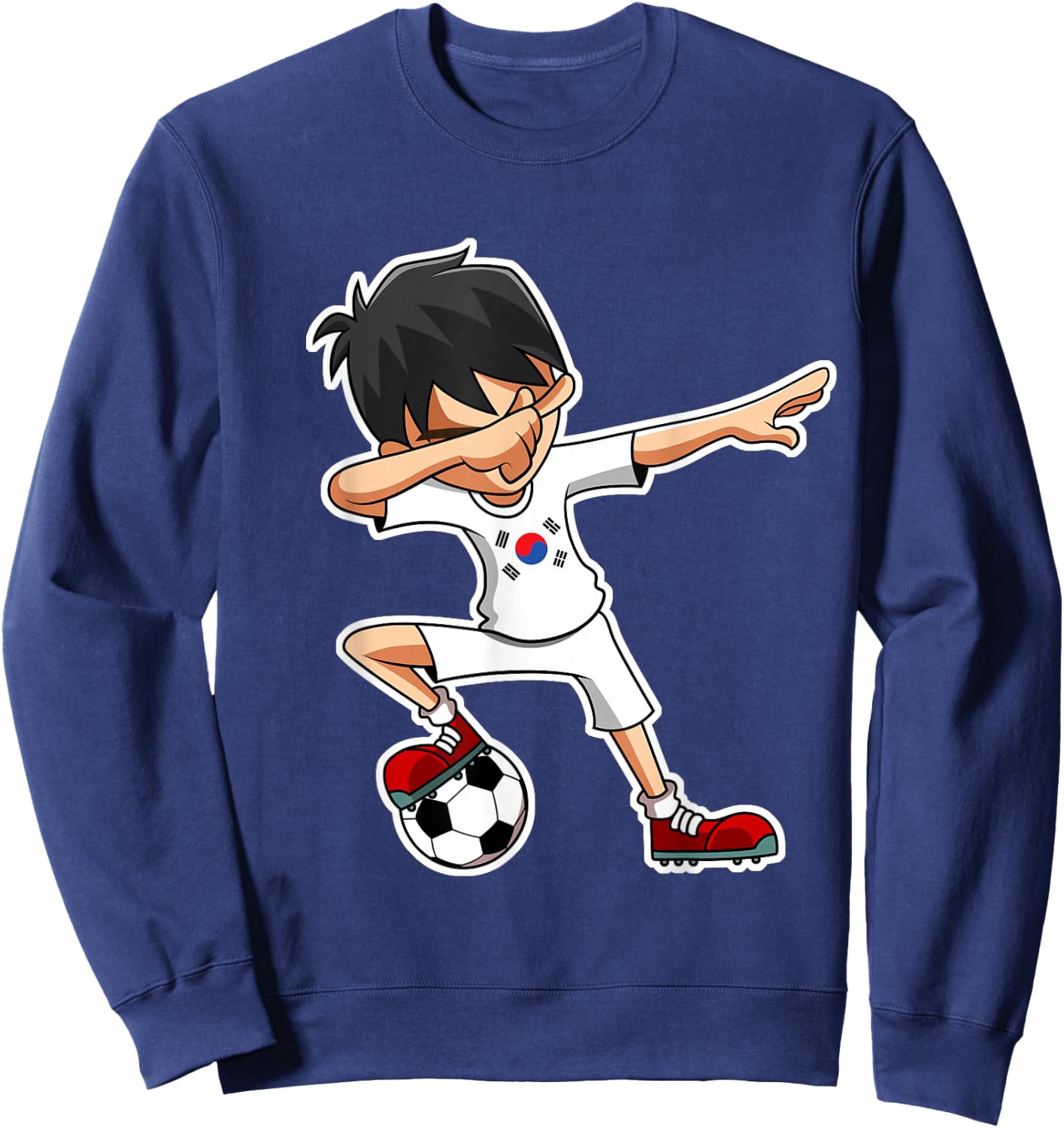 Dabbing Soccer Boy South Korea Jersey, Korean Kids Gifts Sweatshirt - Sweatshirt | Navy