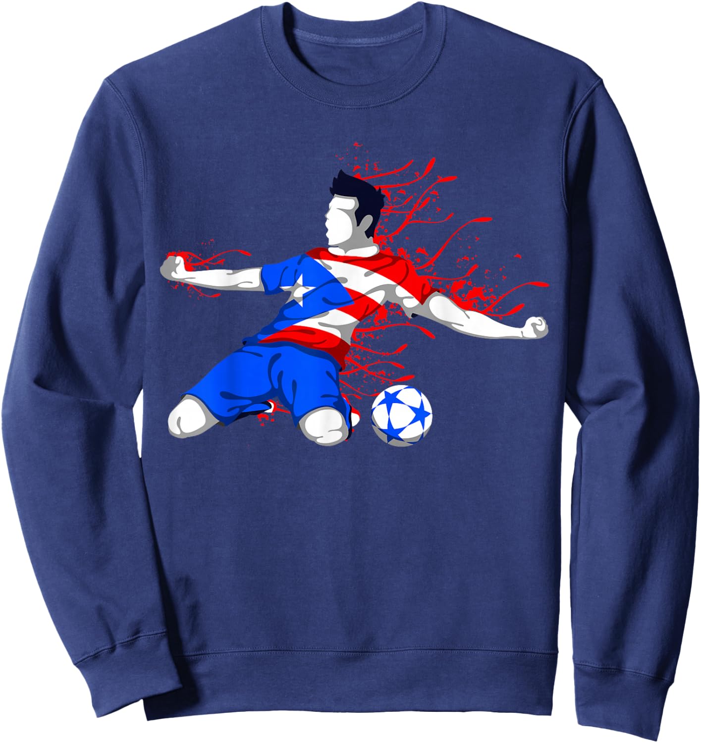 Puerto Rico Soccer Puerto Rican National Flag Football Lover Sweatshirt - Sweatshirt | Navy