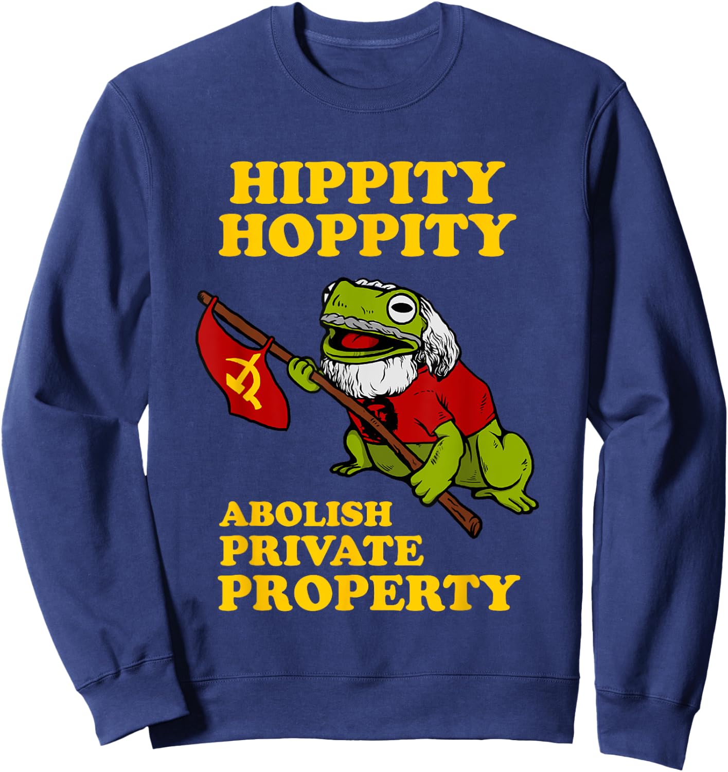 Kids Hippity Hoppity Abolish Private Property - Frog Meme 6 Cranberry Sweatshirt - Sweatshirt | Navy
