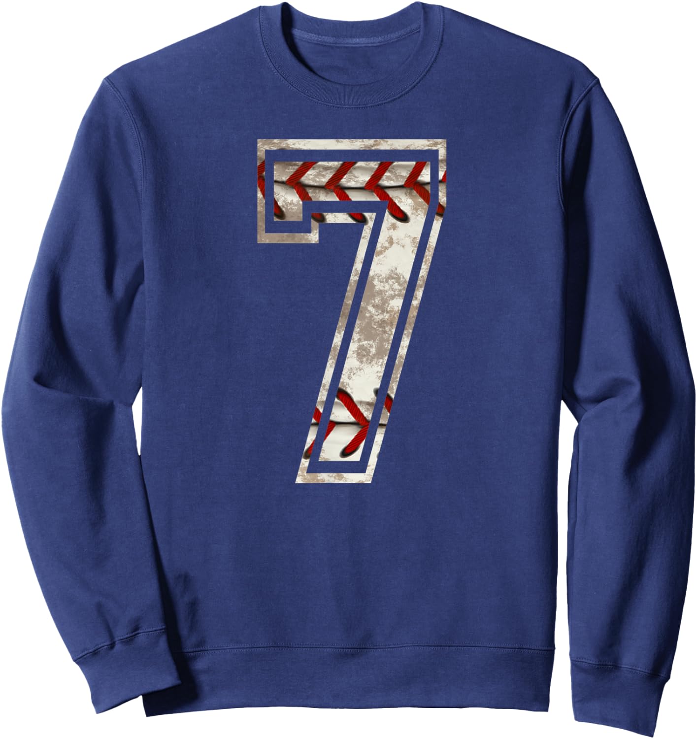 Baseball Jersey Number 7 Vintage Distressed Sweatshirt - Sweatshirt | Navy