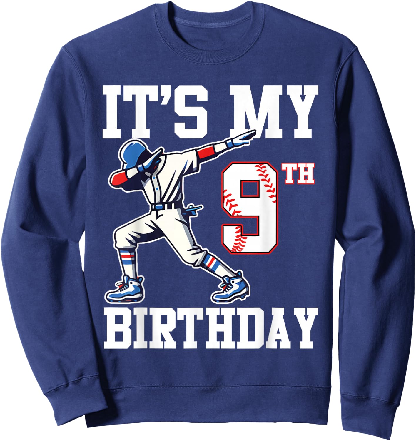 It's My 9th Birthday Baseball 9 Years Old Birthday Boy Girl Sweatshirt - Sweatshirt | Navy