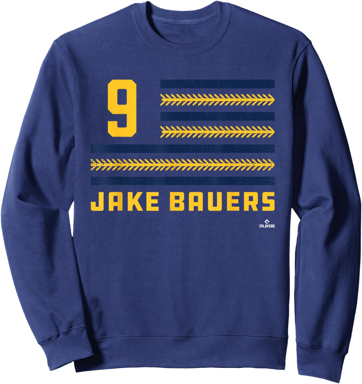 Flag Stripes Jake Bauers Milwaukee Baseball MLBPA Sweatshirt - Sweatshirt | Navy
