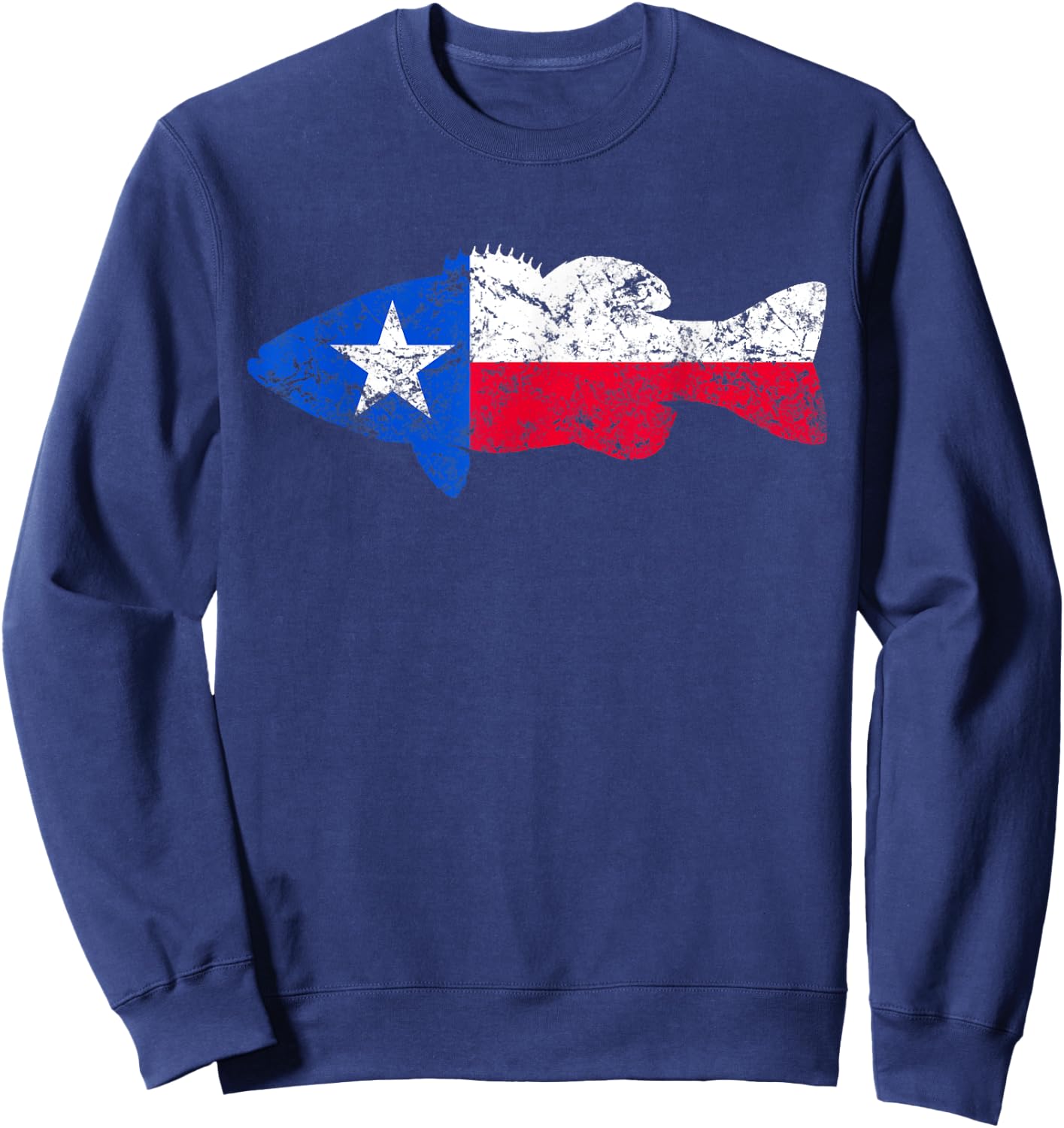 Texas Flag Smallmouth Bass Fishing Sweatshirt - Sweatshirt | Navy