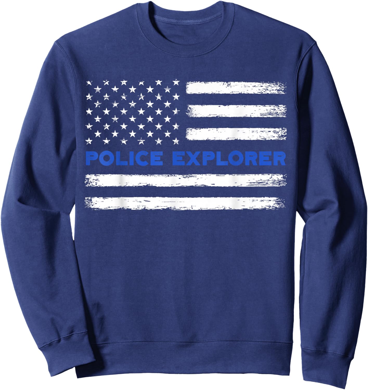 Police Explorer Vintage Police Flag Academy Graduation Sweatshirt - Sweatshirt | Navy