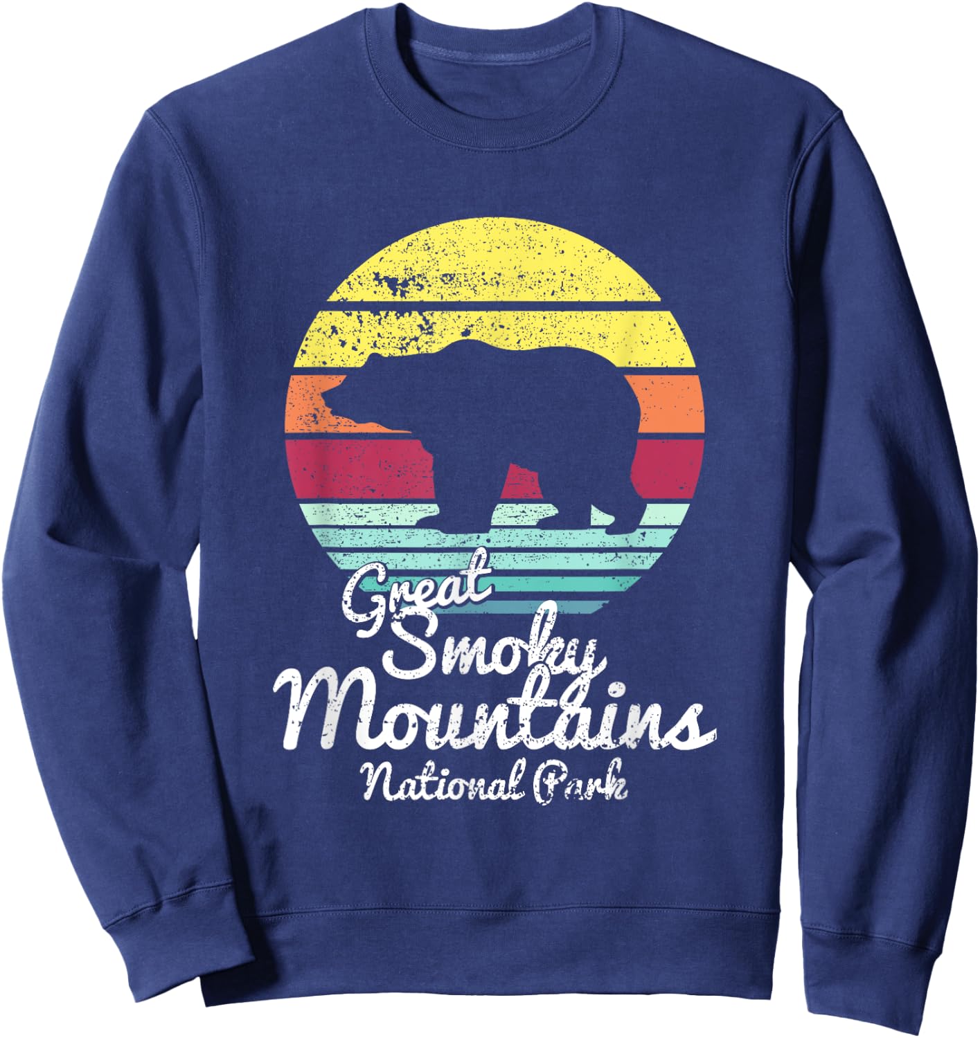 Retro Great Smoky Mountains National Park TN Bear T Shirt Sweatshirt - Sweatshirt | Navy