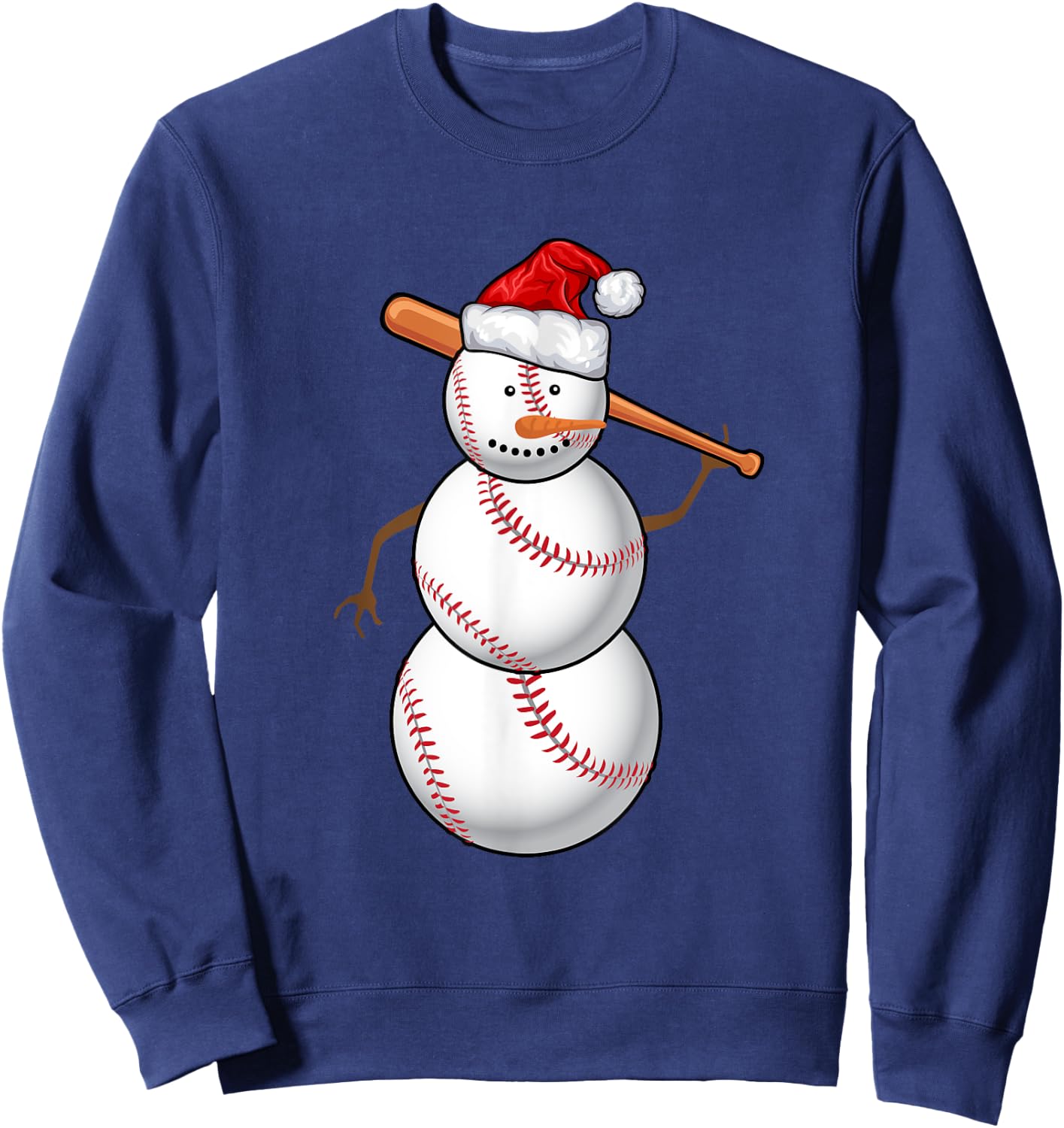 Baseball Fan Snowman Funny Christmas Gift Sweatshirt - Sweatshirt | Navy