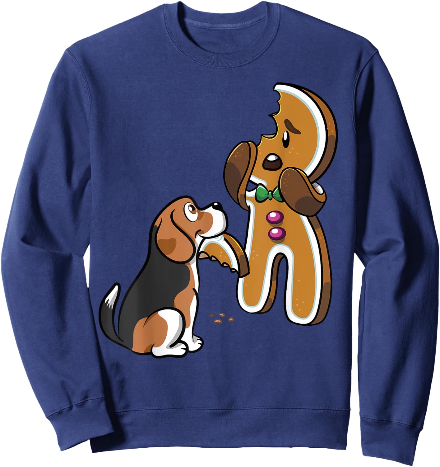 Beagle Gingerbread Man Christmas Funny Dog Shirt Sweatshirt - Sweatshirt | Navy