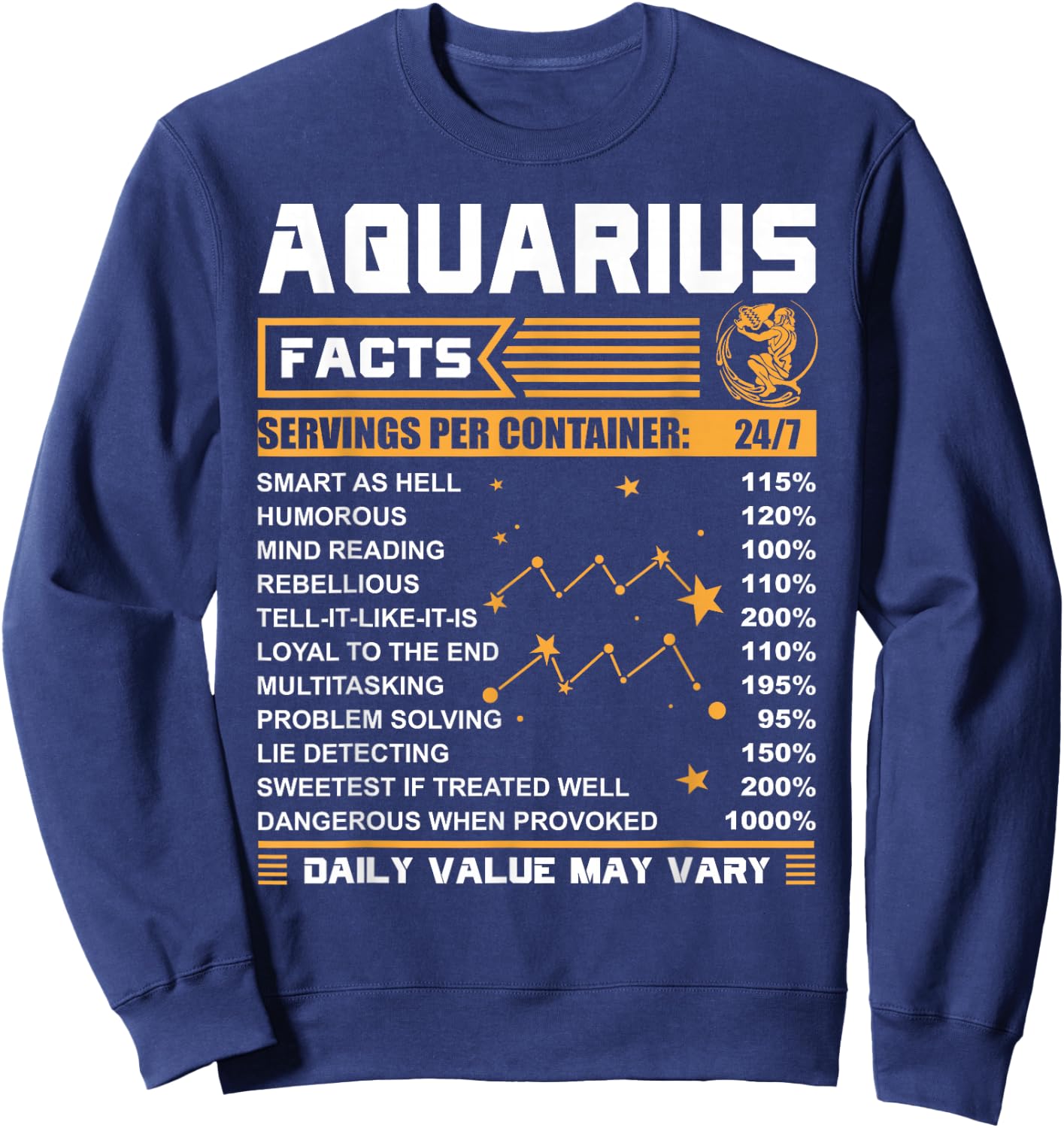 Aquarius Facts Zodiac Funny Aquarius Birthday Gifts Sweatshirt - Sweatshirt | Navy