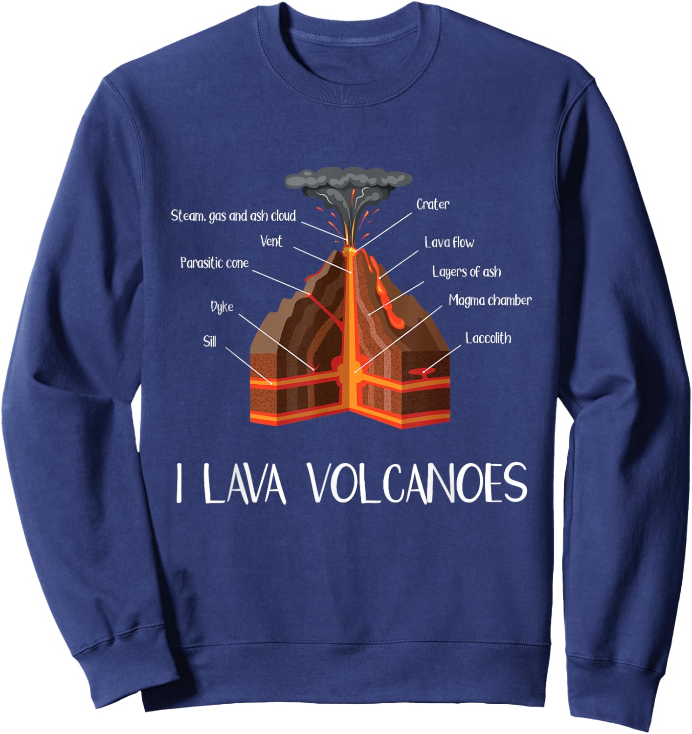 Earth Magma Lava Volcano Geology Science Gift Kids Sweatshirt - Sweatshirt | Navy