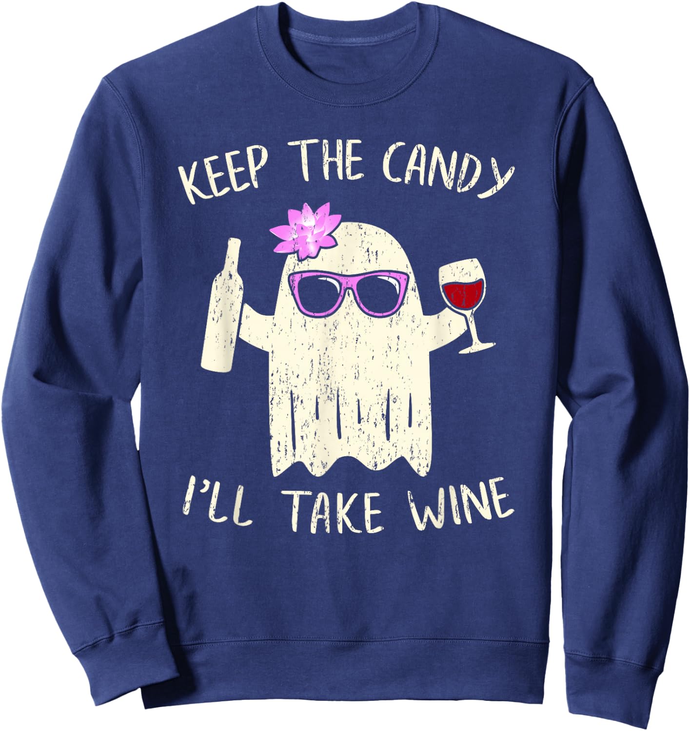 Keep the Candy Funny Halloween Shirt Ghost Costume Women Sweatshirt - Sweatshirt | Navy