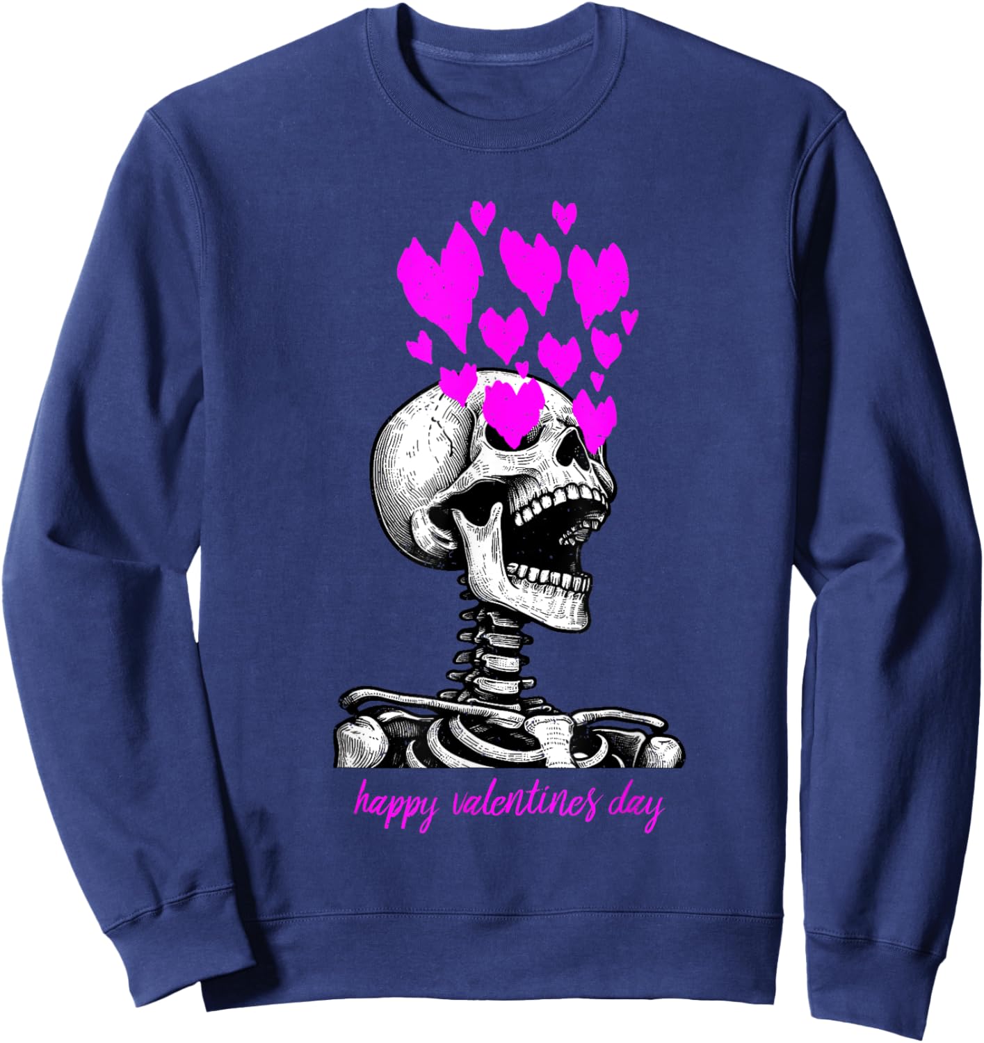 Skeleton Heart Eyes Happy Valentines Day Love Sweatshirt - Sweatshirt | Navy