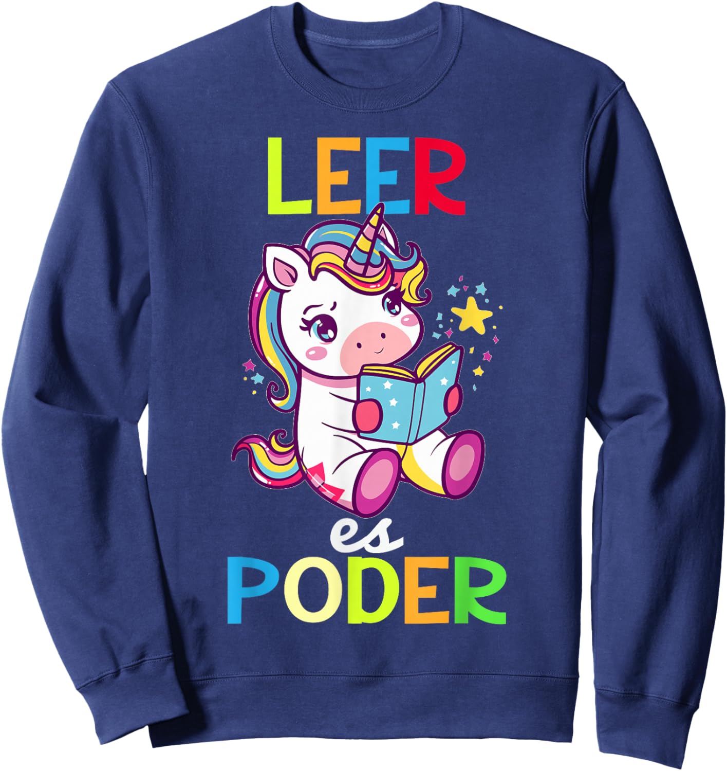 Spanish Reading Book Lover Unicorn Maestra Leer Es Poder Sweatshirt - Sweatshirt | Navy