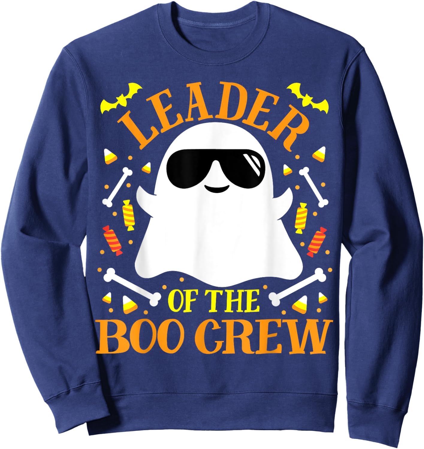 Leader Boo Crew Ghost Matching Funny Set Boy Girl Halloween Sweatshirt - Sweatshirt | Navy
