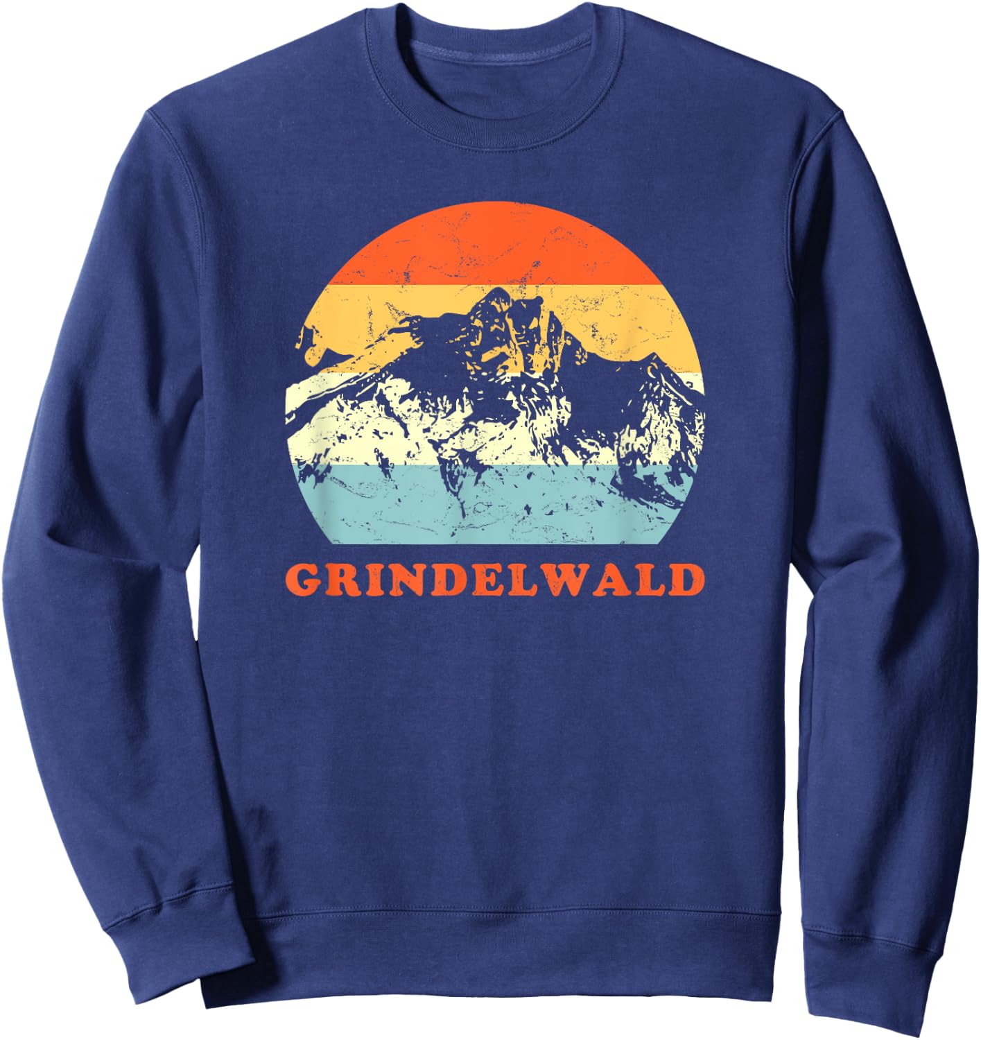Grindelwald, Swiss Vintage Mountain Lovers Vacation Sweatshirt - Sweatshirt | Navy