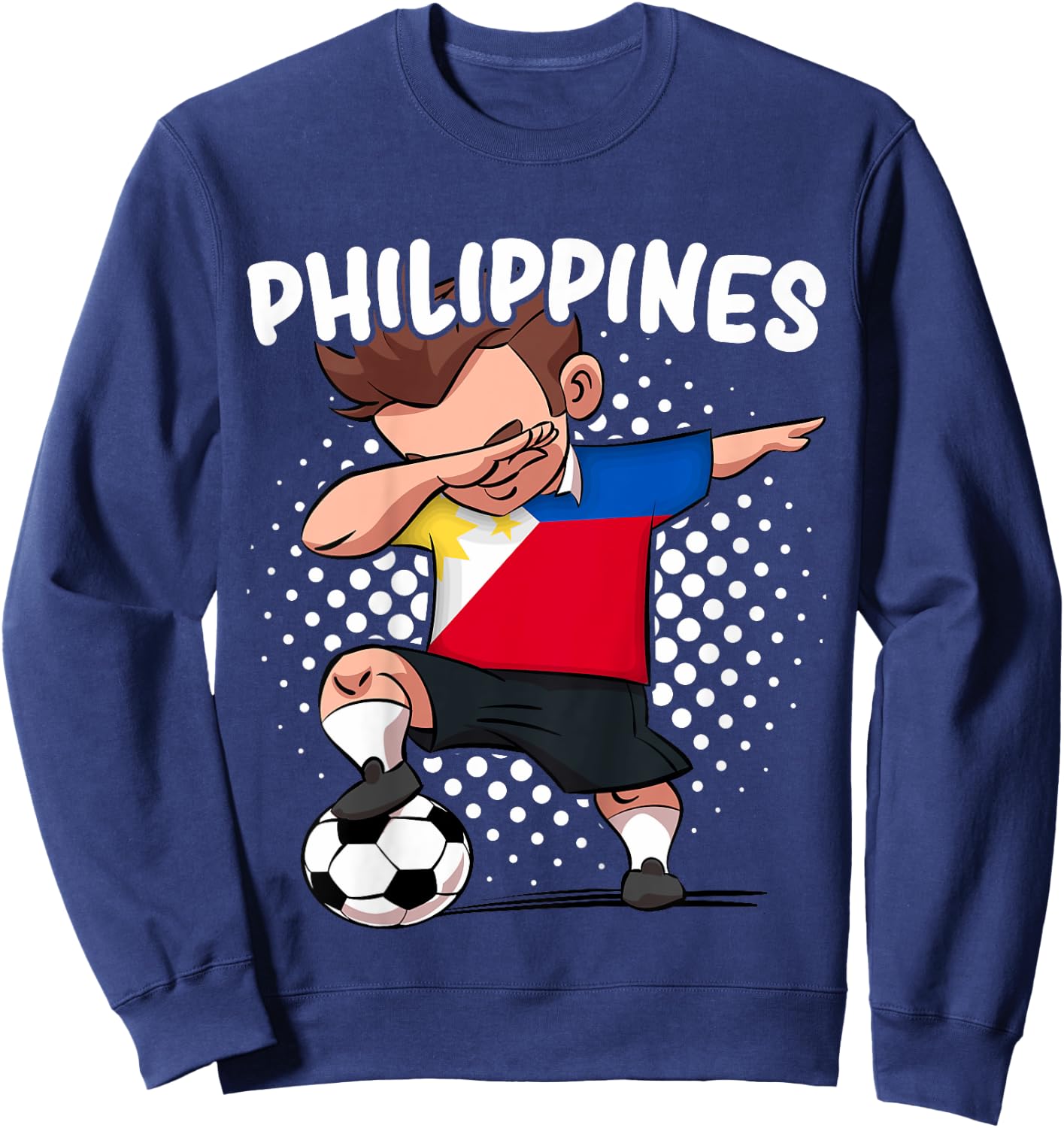 Kids Funny Dab Soccer for Kids Philippines Flag Filipino Sweatshirt - Sweatshirt | Navy