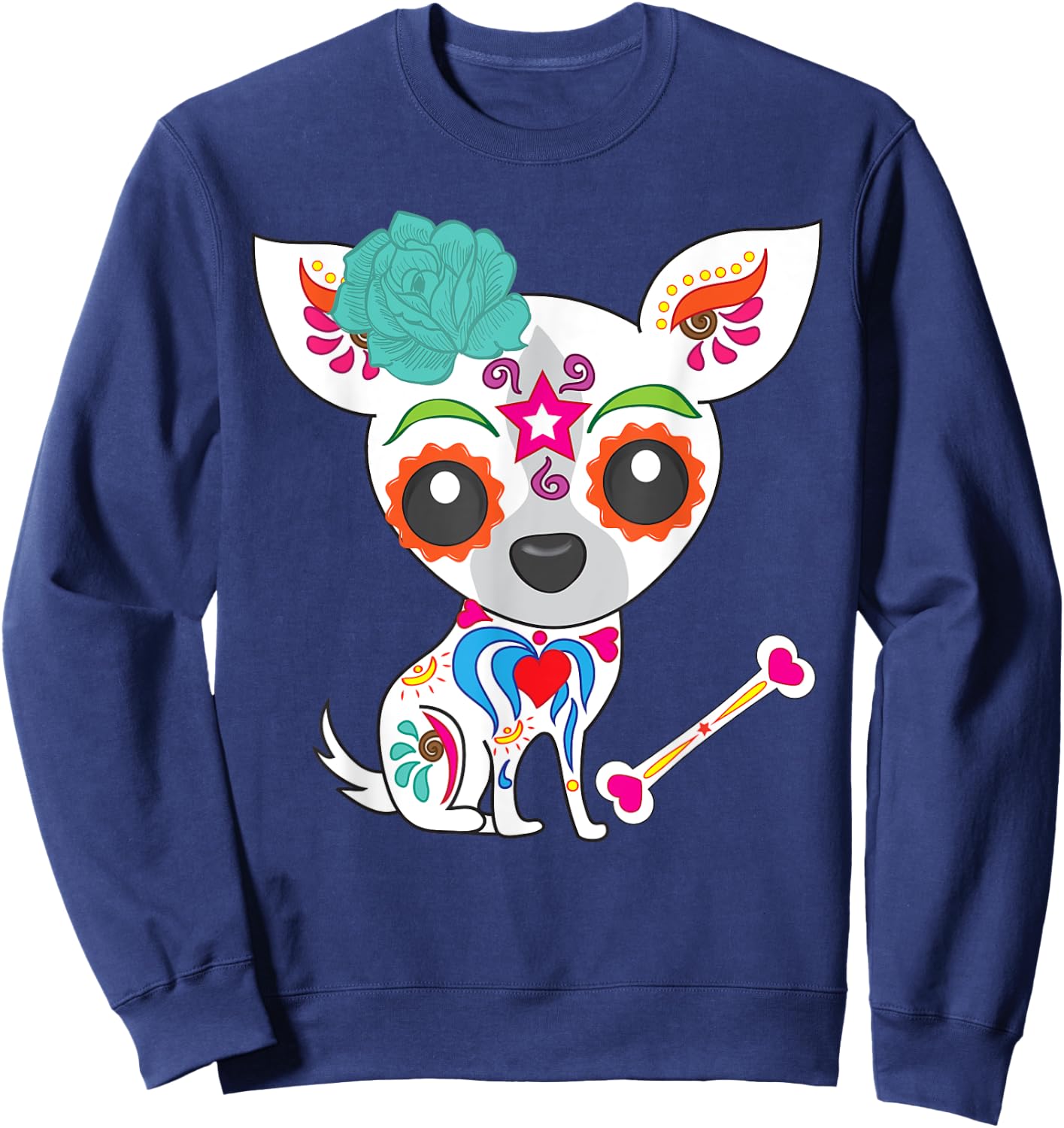 Cinco De Mayo Sugar Skull Chihuahua Sweatshirt - Sweatshirt | Navy
