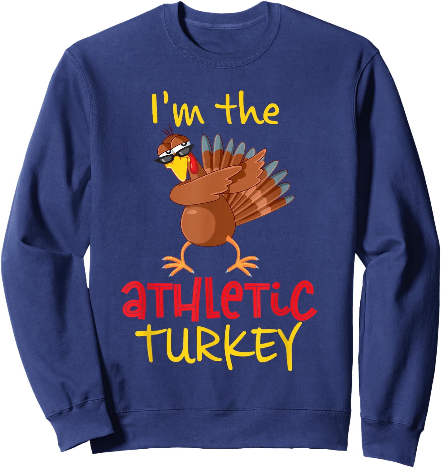 Family Matching Thanksgiving Costume Outfit Gifts Athletic Turkey Thanksgiving Party Black Small Classic Fit Short Sleeve U-Neck Printed Graphic Lightweight Sweatshirt - Sweatshirt | Navy