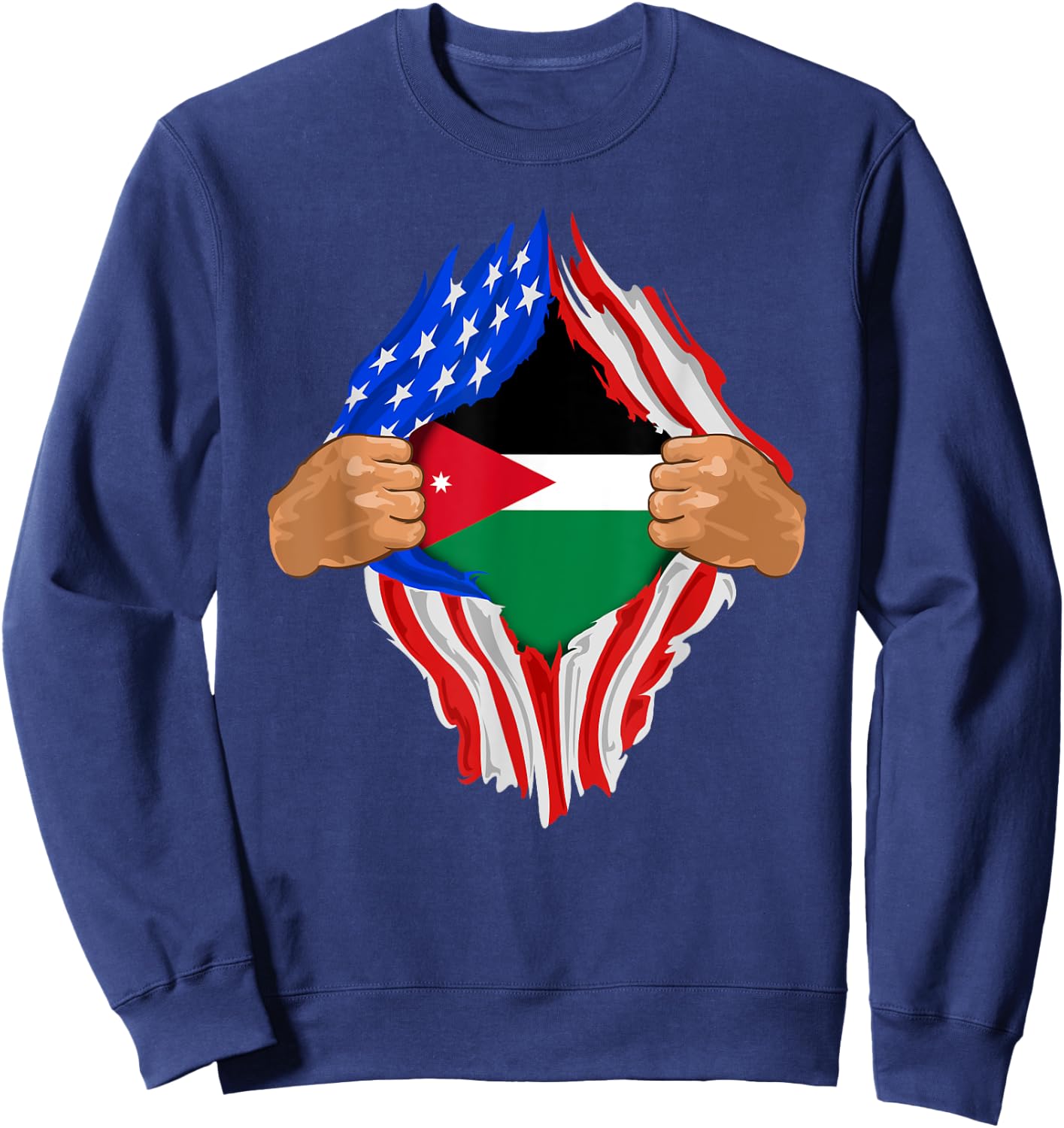 Jordanian Blood Inside Me | Jordan Flag Gift Sweatshirt - Sweatshirt | Navy