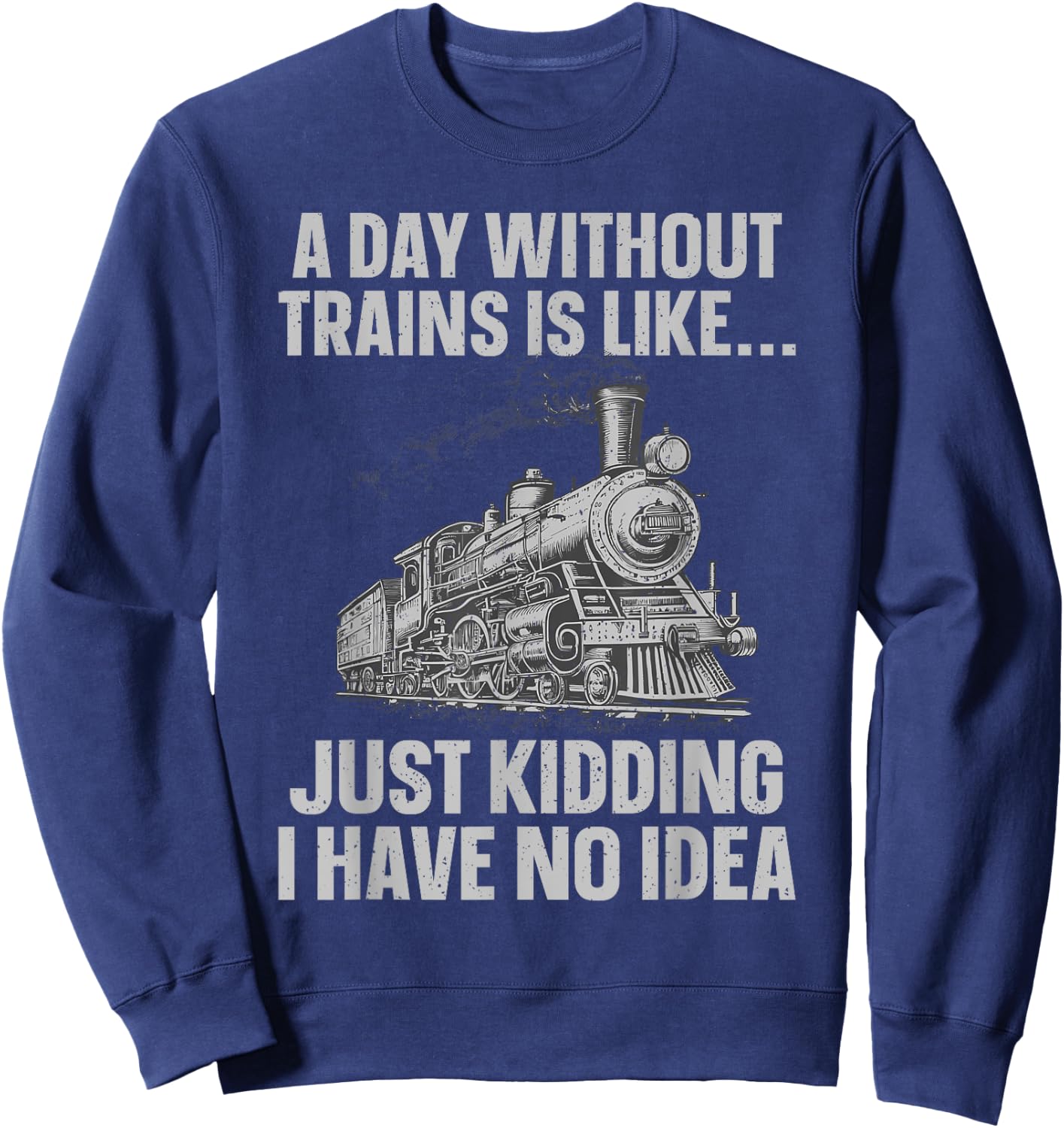 Funny Train Art Women Kids Railroad Train Lover Sweatshirt - Sweatshirt | Navy