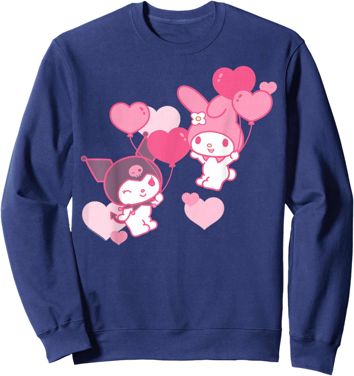 My Melody and Kuromi Valentine's Day Hearts Shirt Sweatshirt - Sweatshirt | Navy
