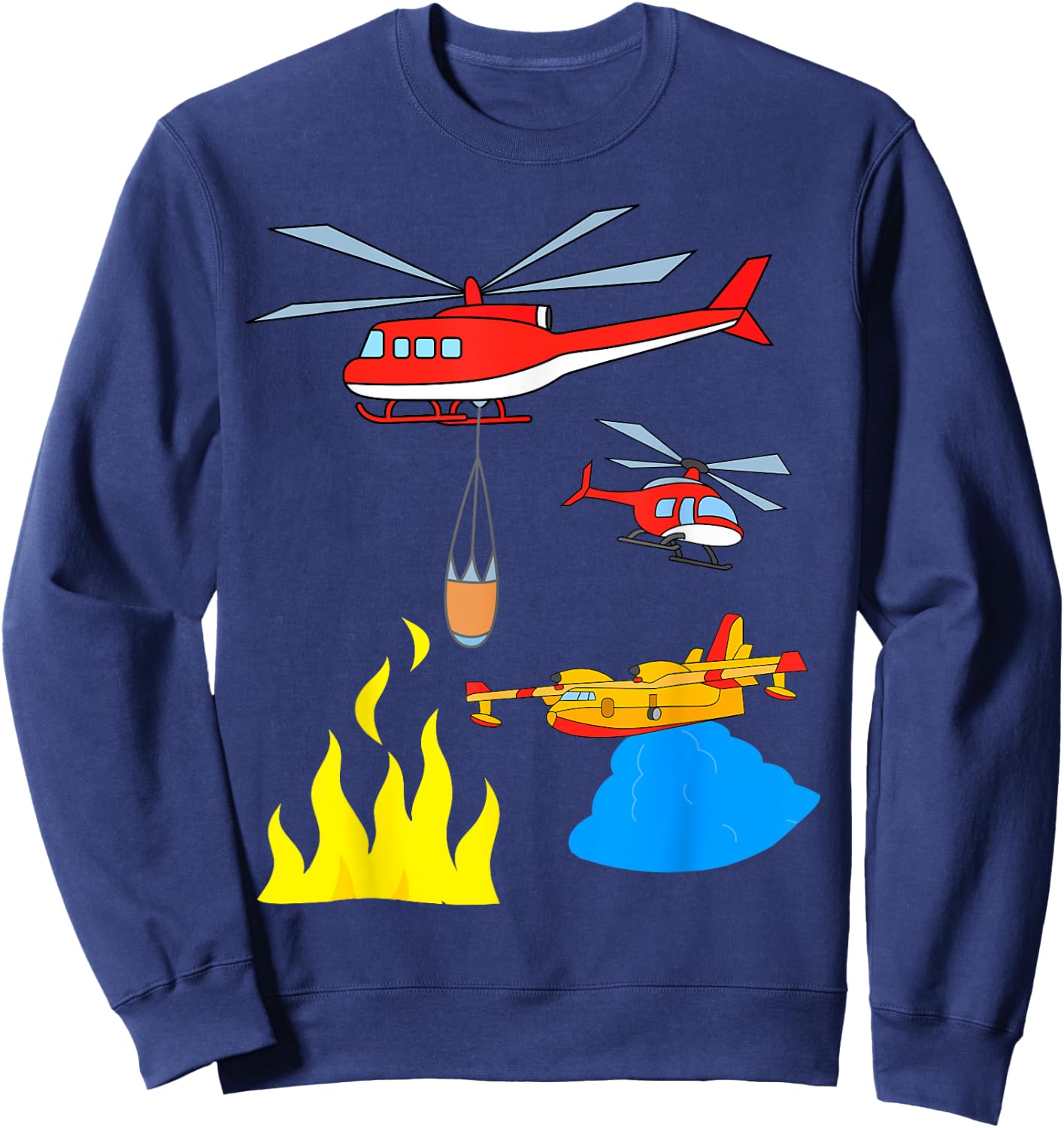 Fire Engine Aeroplane Helicopter Sweatshirt - Sweatshirt | Navy