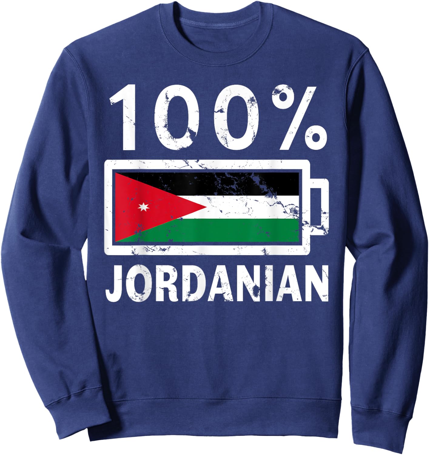 Jordan Flag | 100% Jordanian Battery Power Sweatshirt - Sweatshirt | Navy