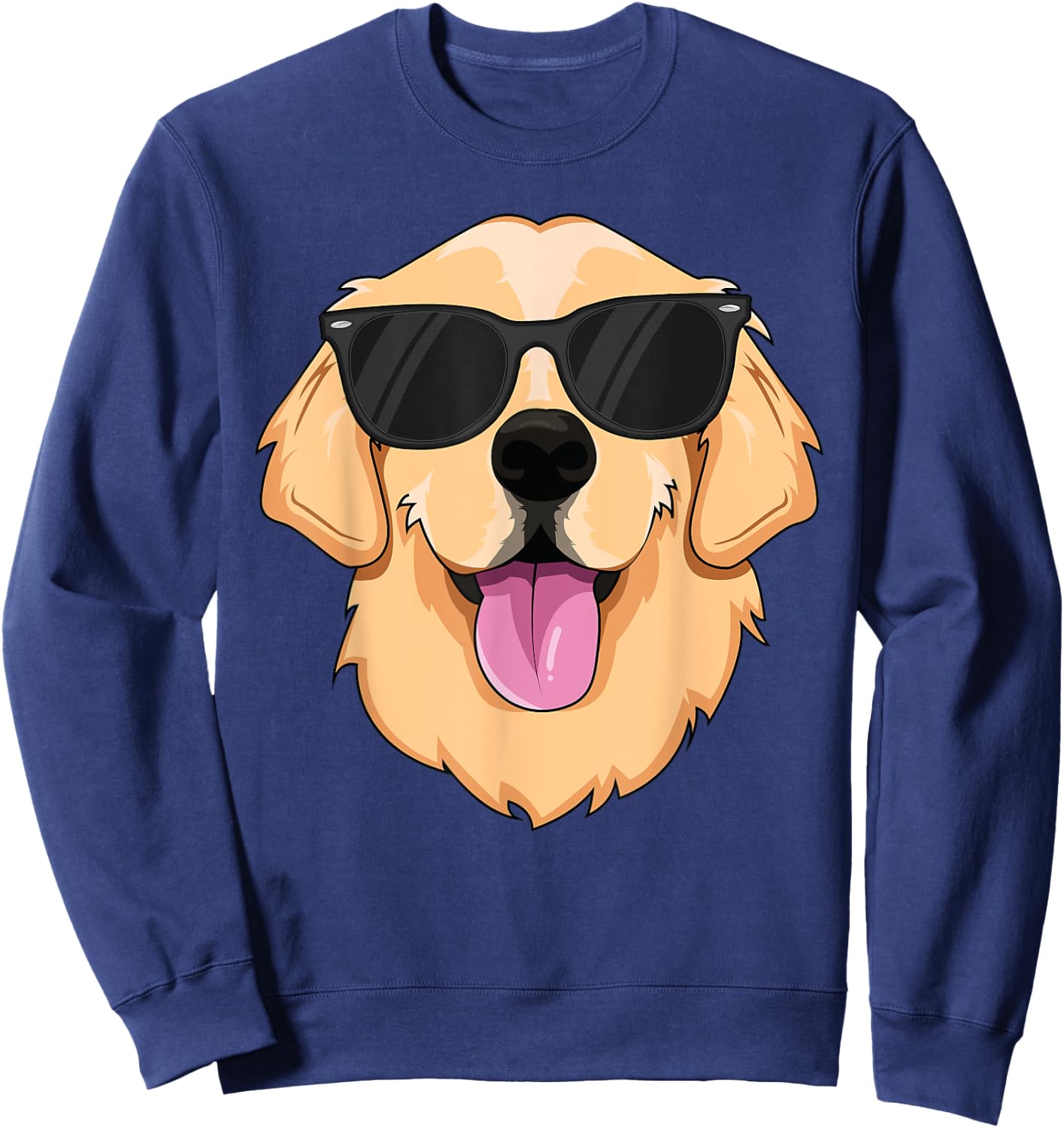 Cool Golden Retriever Sunglasses Dude Kids Boys Dog Lover Sweatshirt - Sweatshirt | Navy
