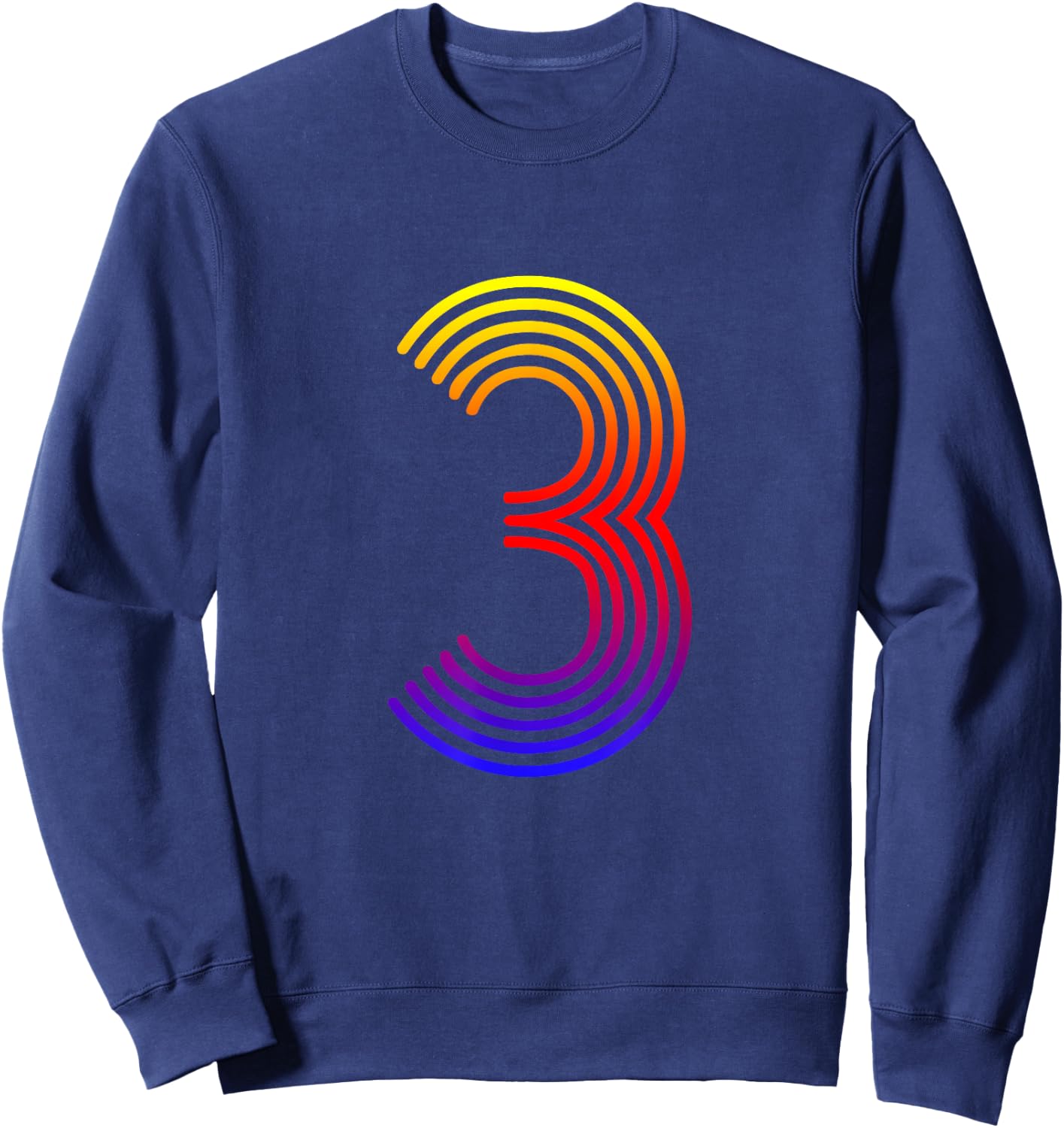 Number 3 Shirt Birthday Gift Disco Rainbow Retro Sweatshirt - Sweatshirt | Navy