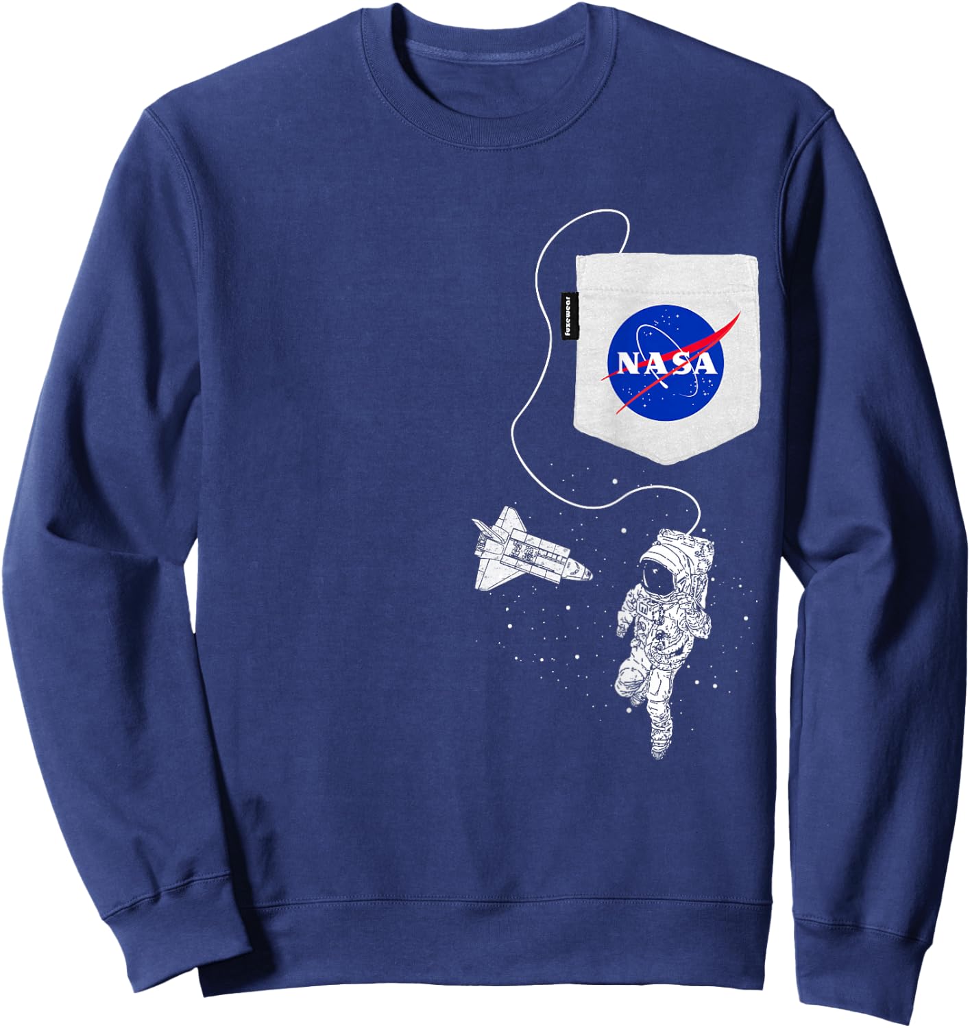 NASA Faux Pocket Astronaut Space Shuttle in Space Sweatshirt - Sweatshirt | Navy