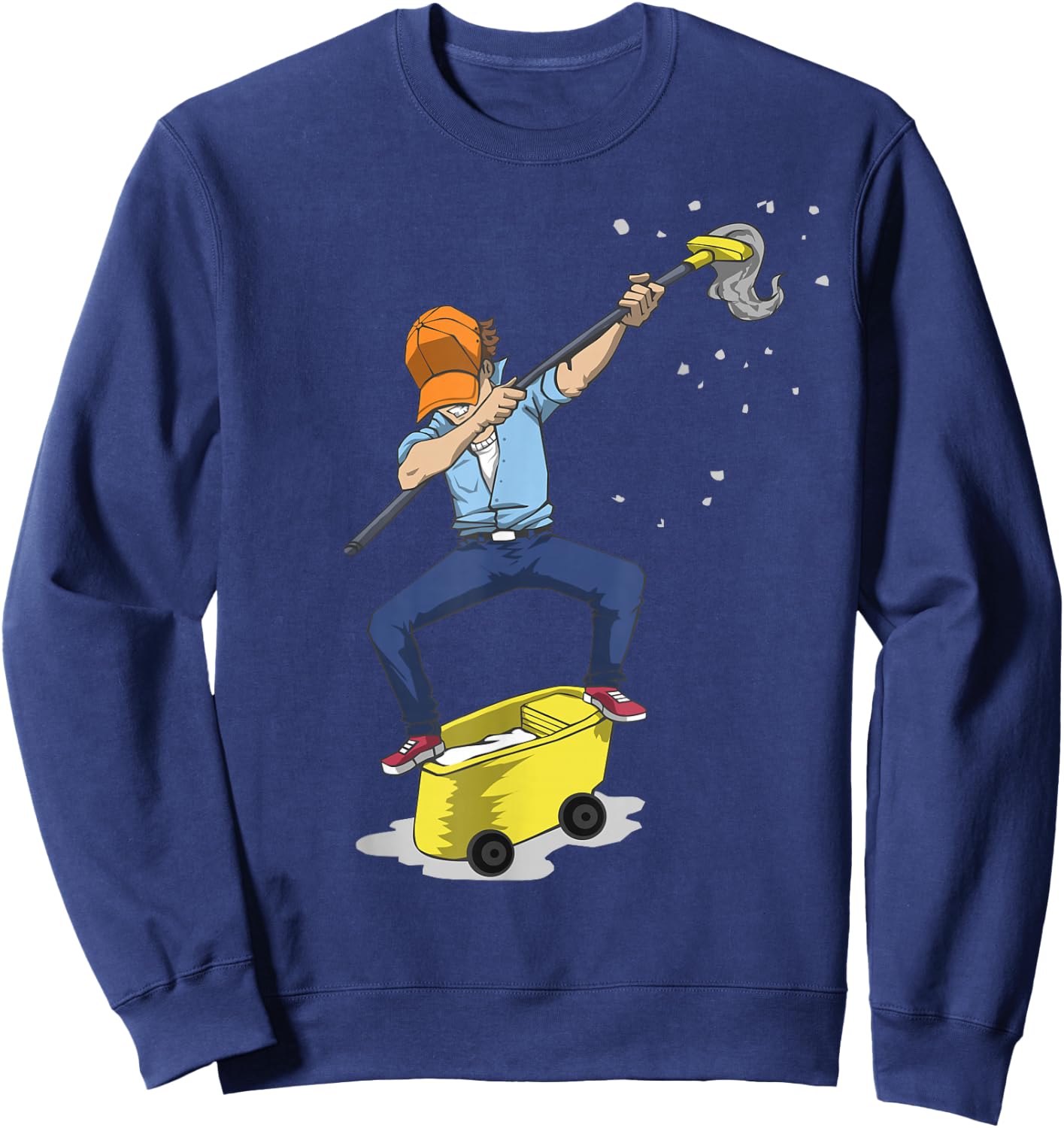 Dabbing Janitor , Funny Dancing Gift Custodian Sweatshirt - Sweatshirt | Navy
