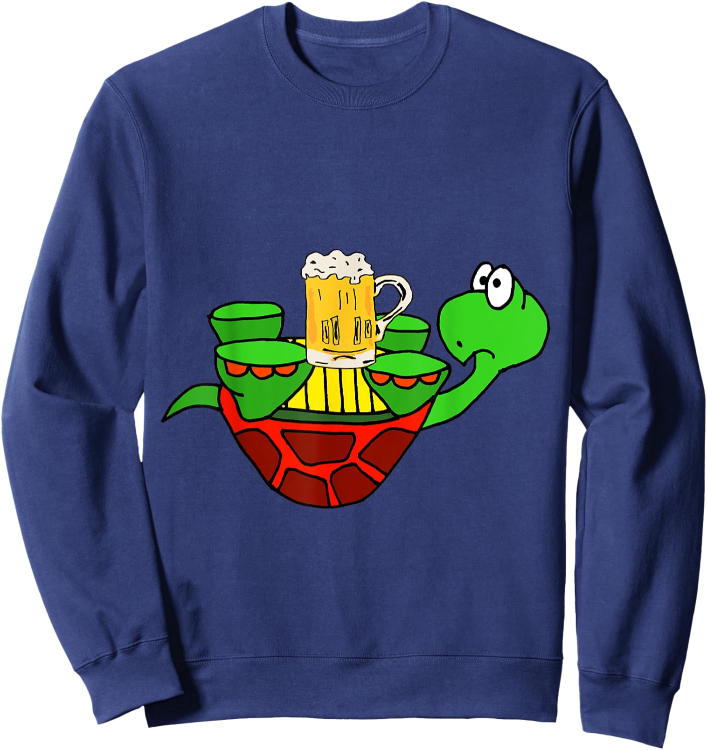 Smileteesfunnya Funny Upside Down Turtle Drinking Beer Sweatshirt - Sweatshirt | Navy