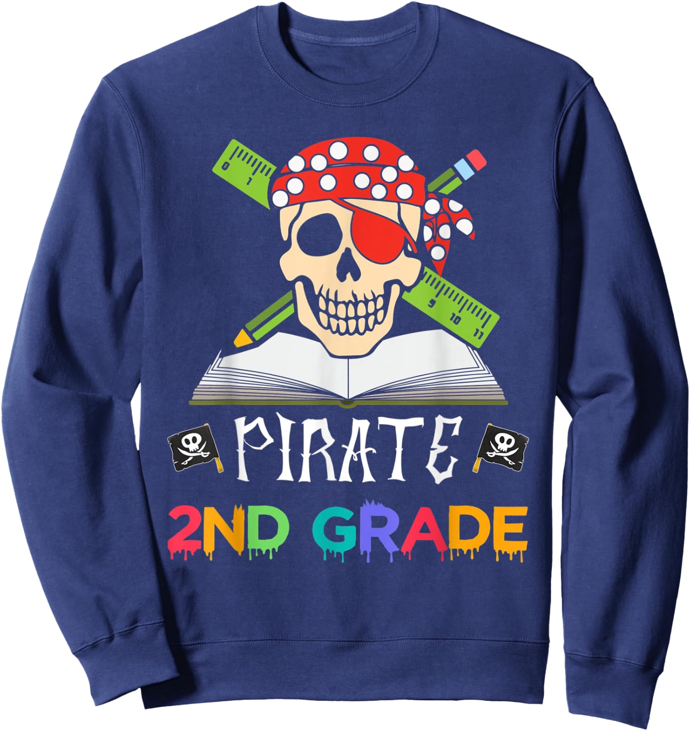 2nd Grade Pirate Halloween Gift Student Teacher Sweatshirt - Sweatshirt | Navy