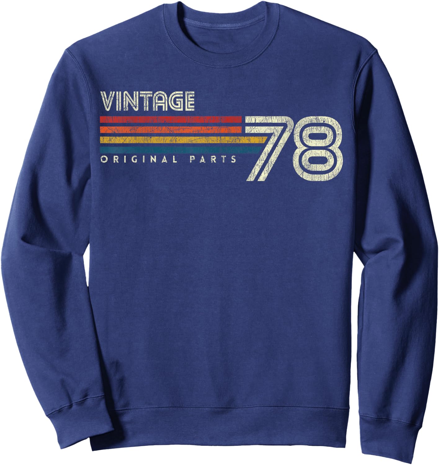 Vintage Retro Birthday 45th Birthday Black Small Classic Fit Short Sleeve Sweatshirt - Sweatshirt | Navy