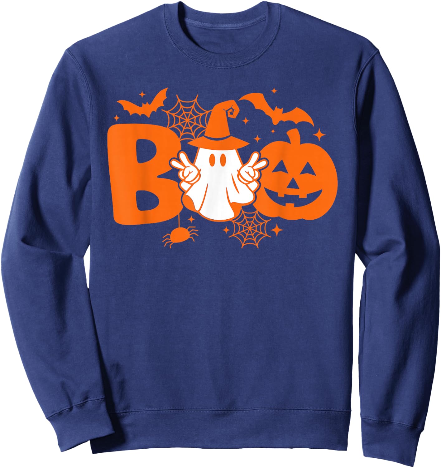Funny Boo Cute Ghost Retro Halloween Costume Sweatshirt - Sweatshirt | Navy