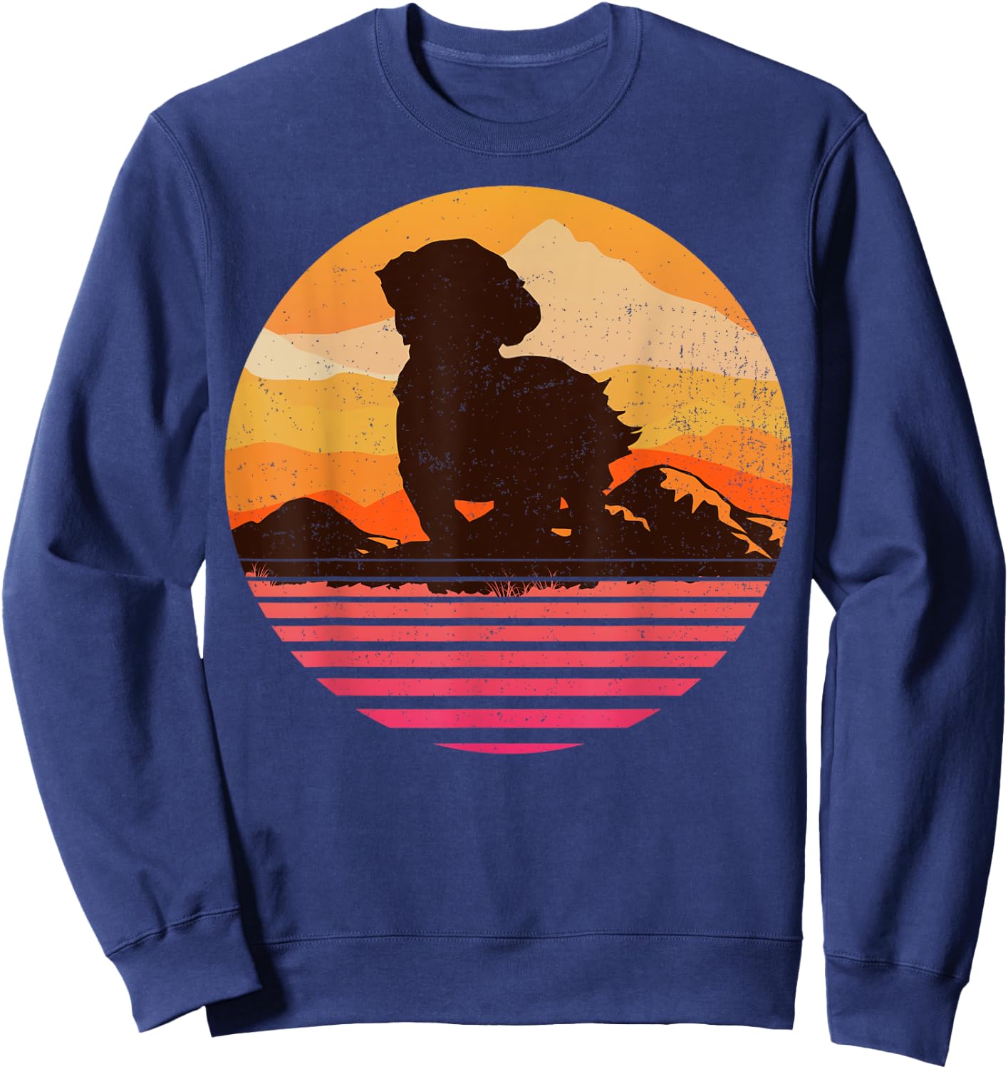 MAL-SHI With Sun Mountain Vintage Retro Sweatshirt - Sweatshirt | Navy