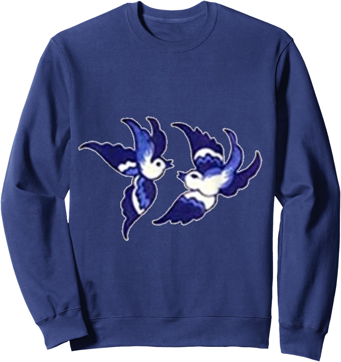 Classic Blue Willow Bird Design Sweatshirt - Sweatshirt | Navy