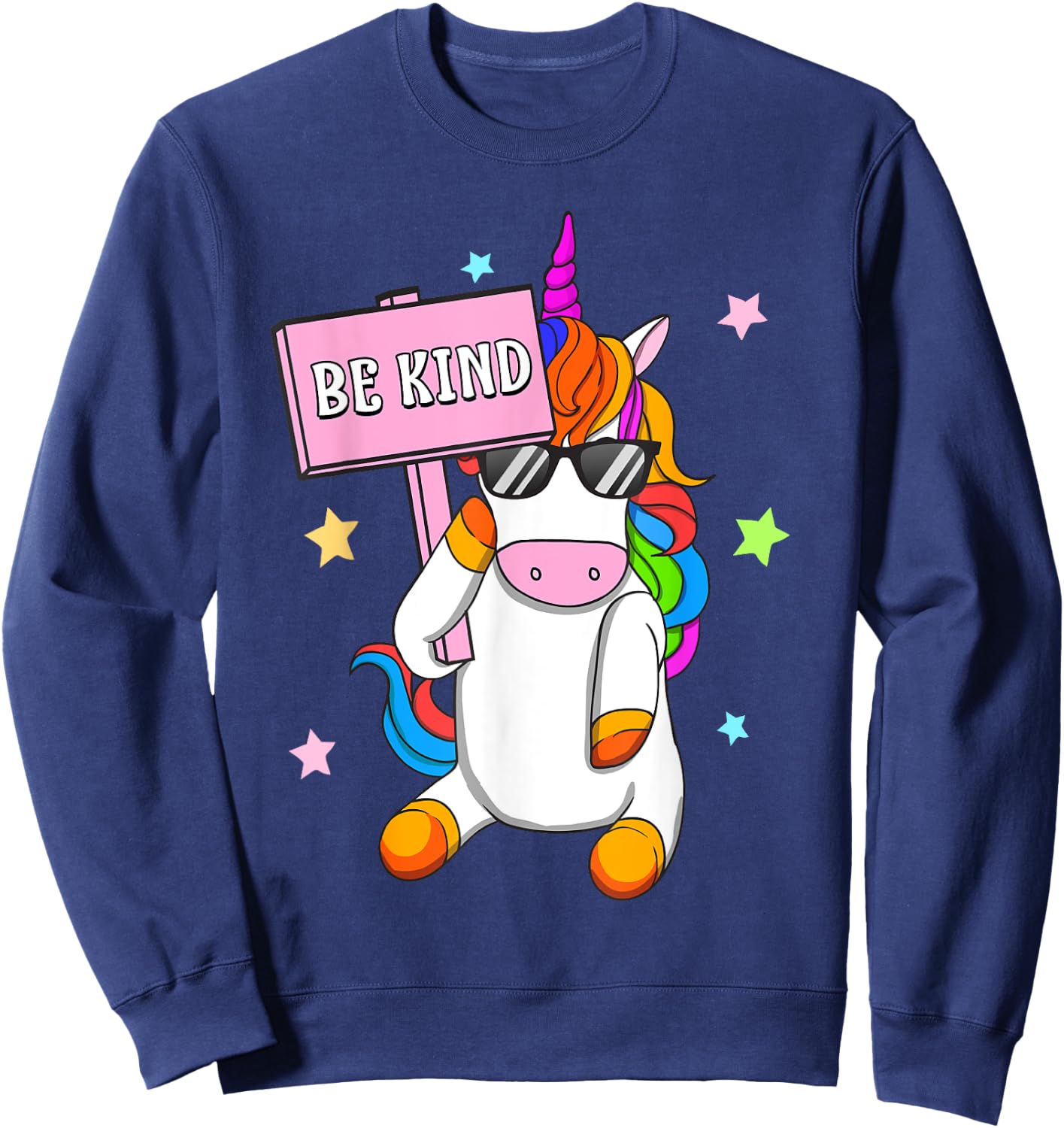 Choose Kindness Anti-Bullying Be Kind Girls Unicorn Sweatshirt - Sweatshirt | Navy